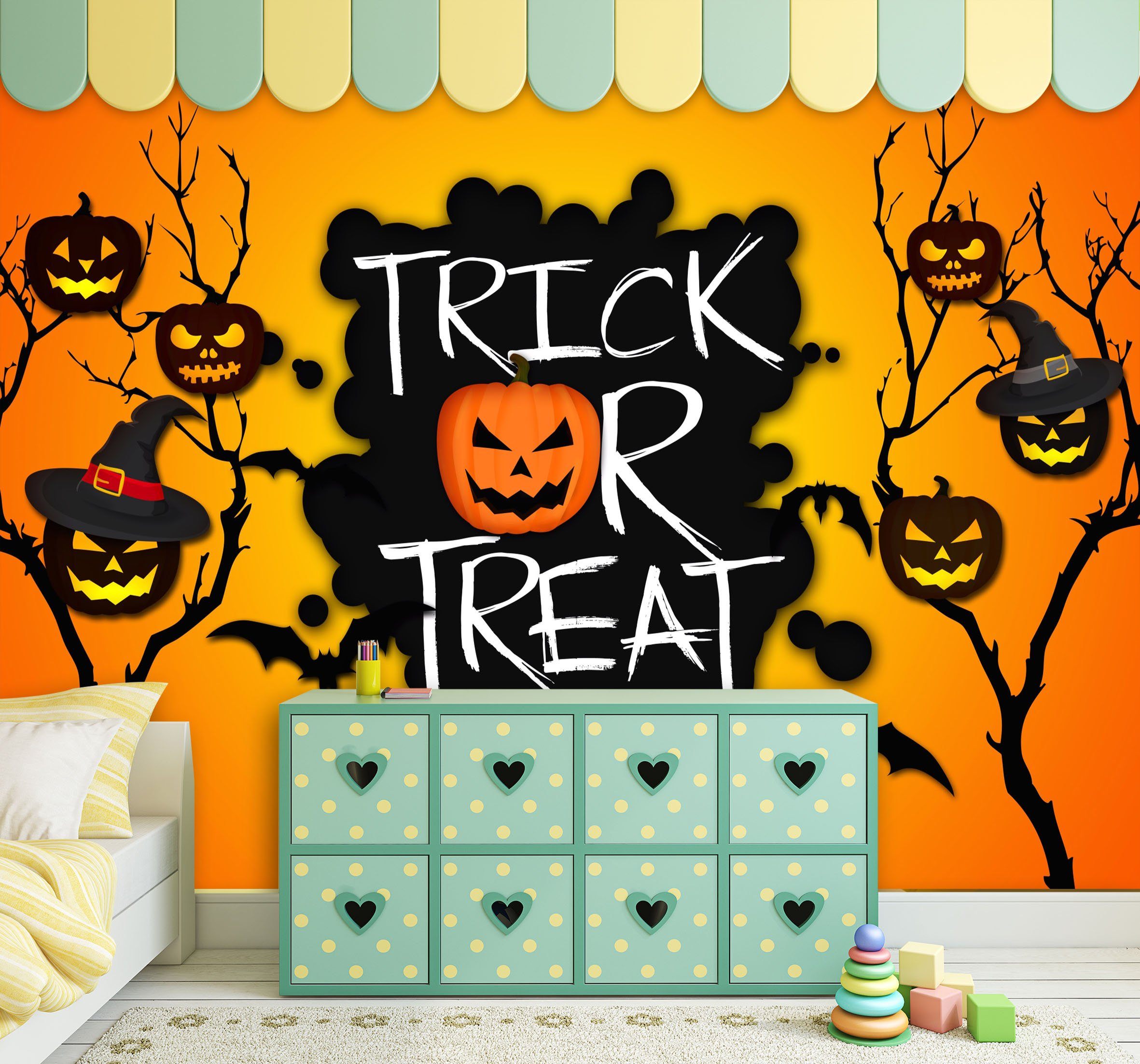 3D Black Pumpkin Festival 1016 Halloween Wall Murals Wallpaper AJ Wallpaper 2