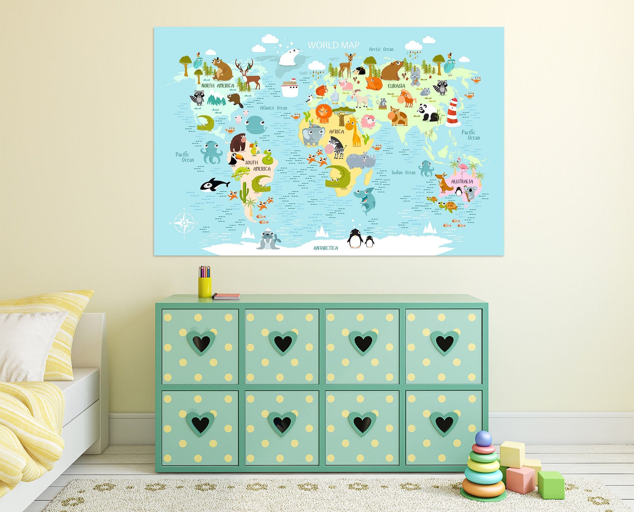 3D Animal Home 275 World Map Wall Sticker Wallpaper AJ Wallpaper 2