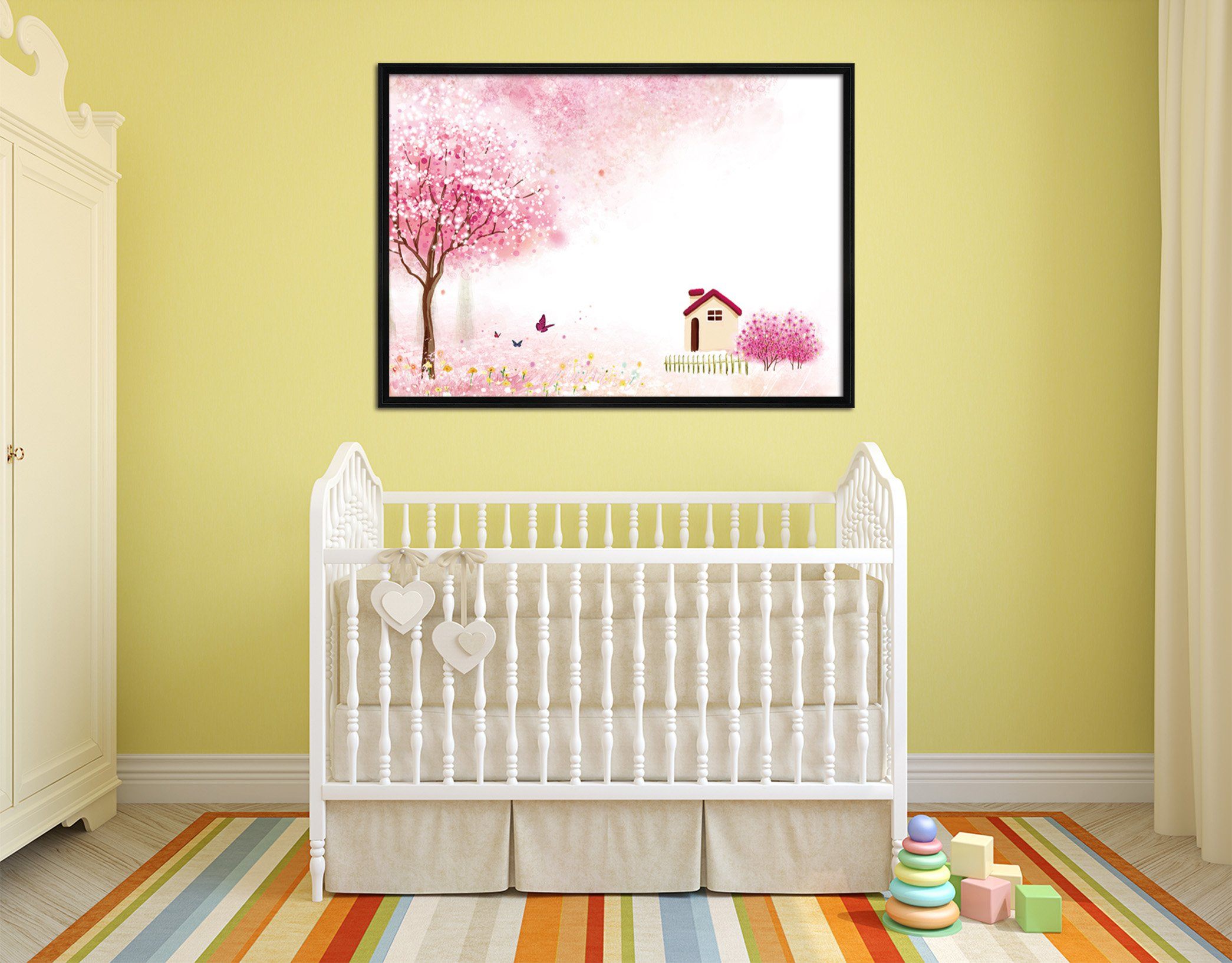 3D House Butterfly 001 Fake Framed Print Painting Wallpaper AJ Creativity Home