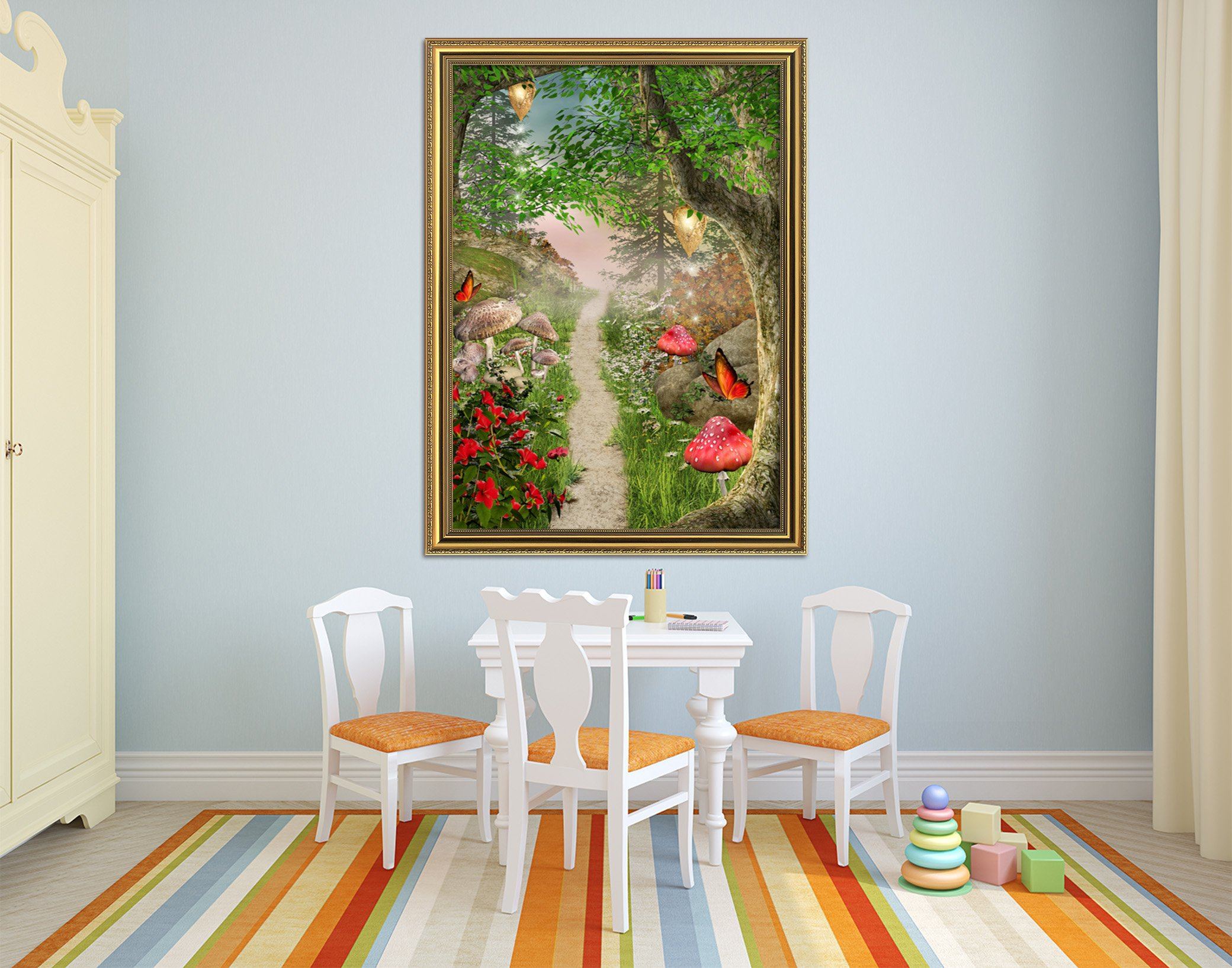 3D Forest Road 054 Fake Framed Print Painting Wallpaper AJ Creativity Home