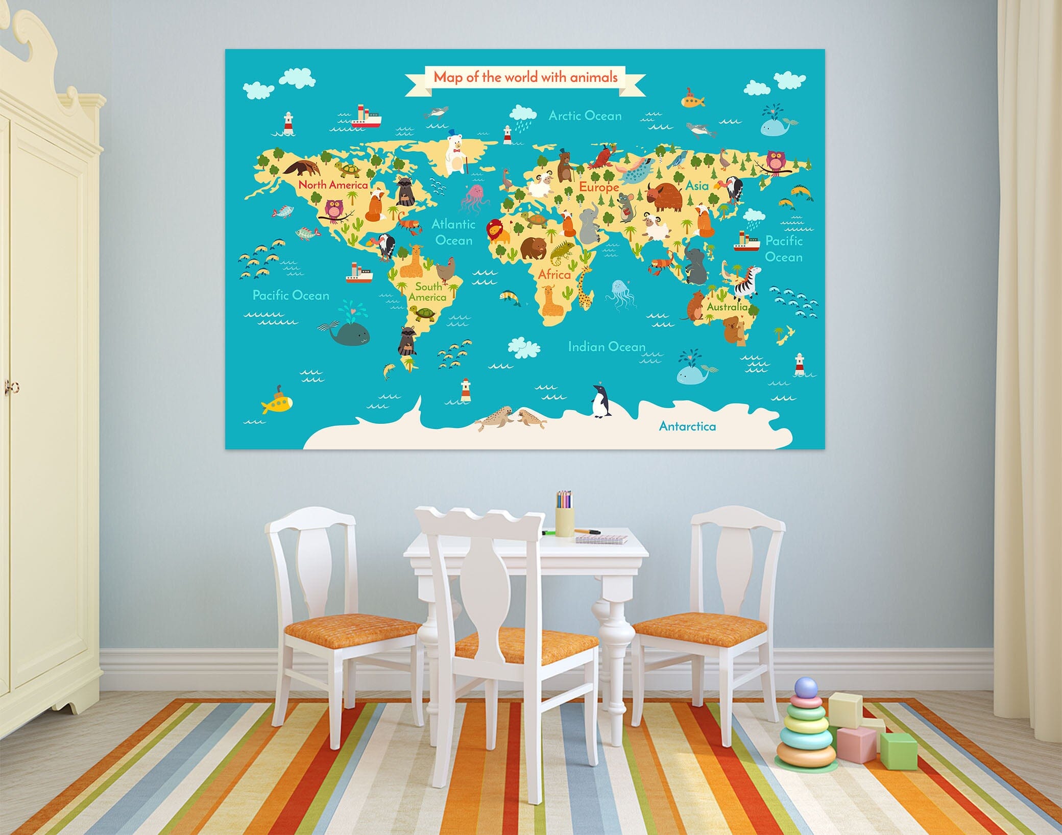 3D Yellow Island 240 World Map Wall Sticker Wallpaper AJ Wallpaper 2