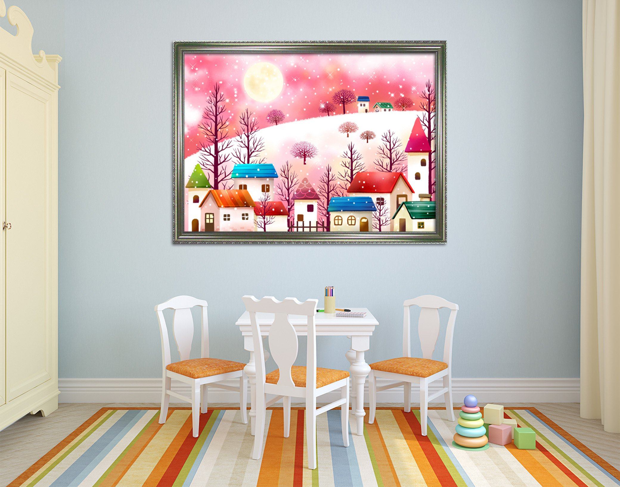 3D Moon Snowflake 008 Fake Framed Print Painting Wallpaper AJ Creativity Home