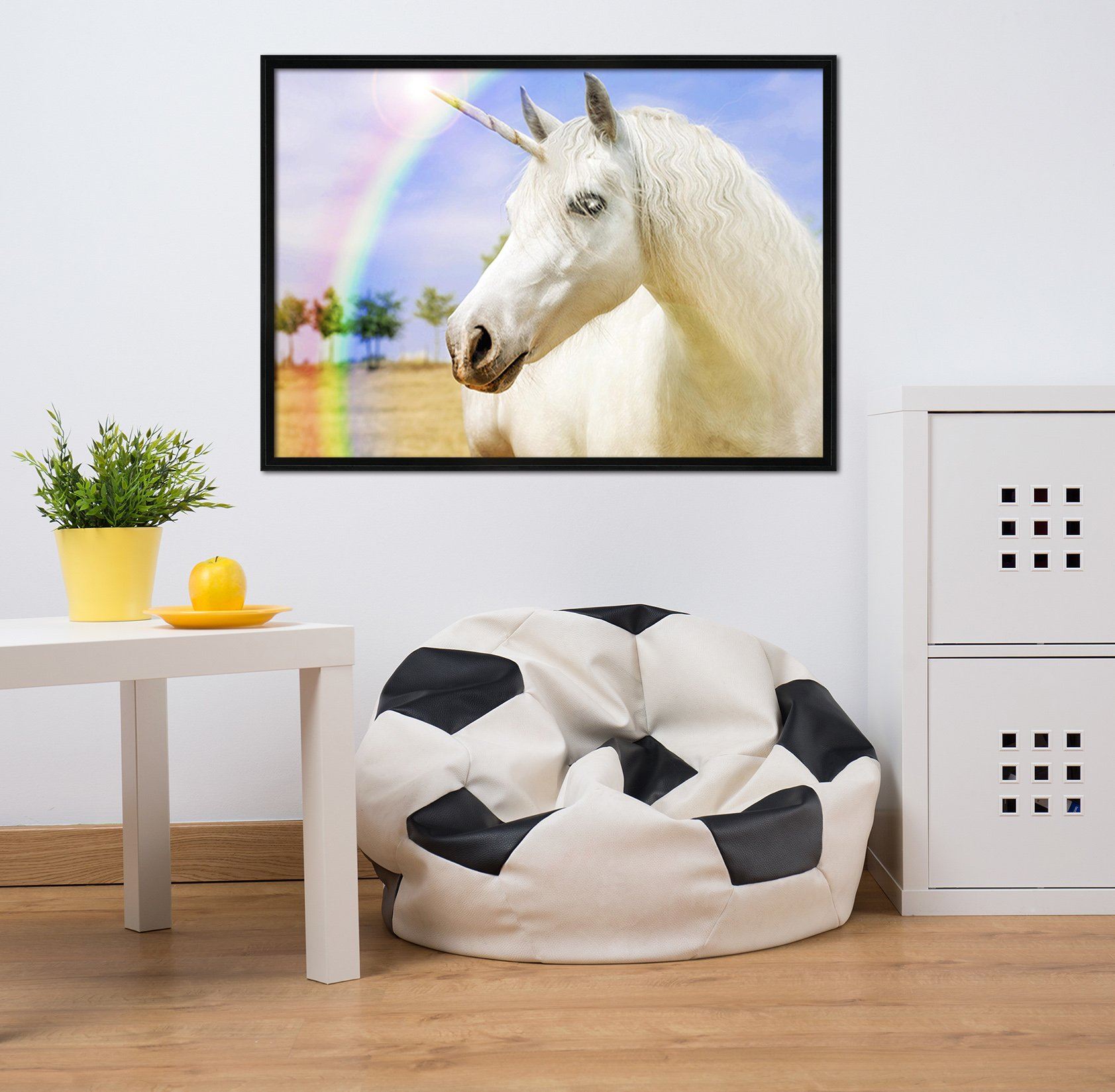 3D White Unicorn 056 Fake Framed Print Painting Wallpaper AJ Creativity Home