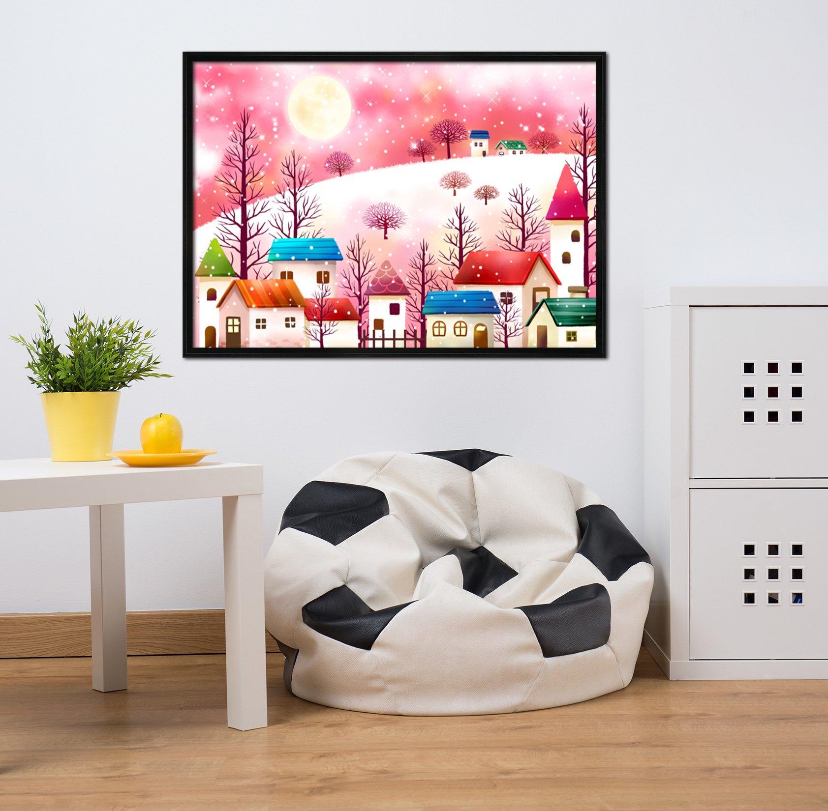 3D Moon Snowflake 008 Fake Framed Print Painting Wallpaper AJ Creativity Home