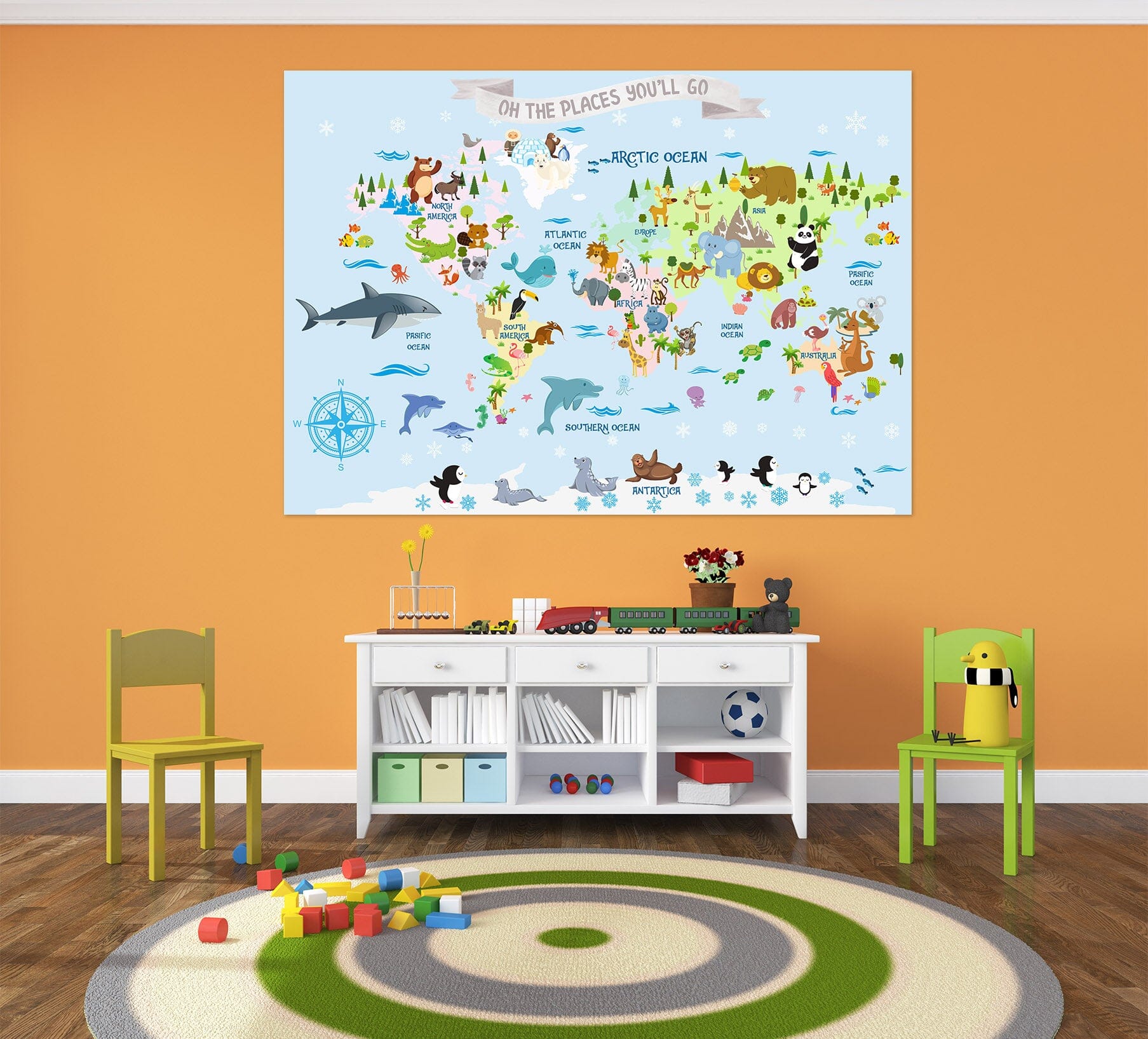 3D Animal World 282 World Map Wall Sticker Wallpaper AJ Wallpaper 2