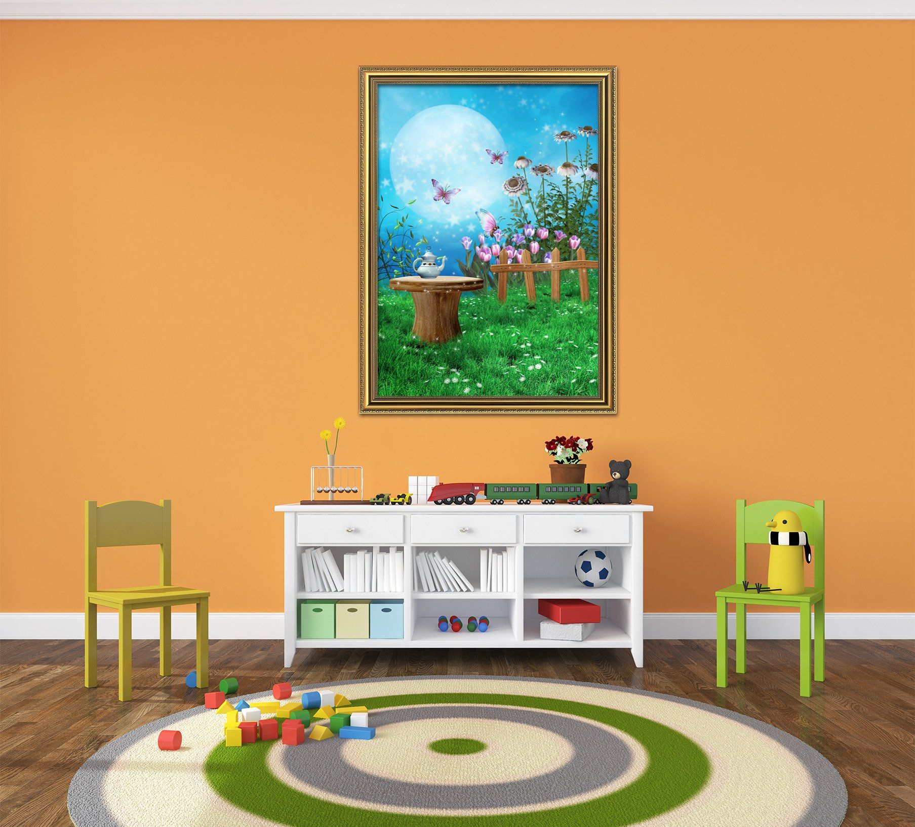 3D Yard Butterfly 047 Fake Framed Print Painting Wallpaper AJ Creativity Home