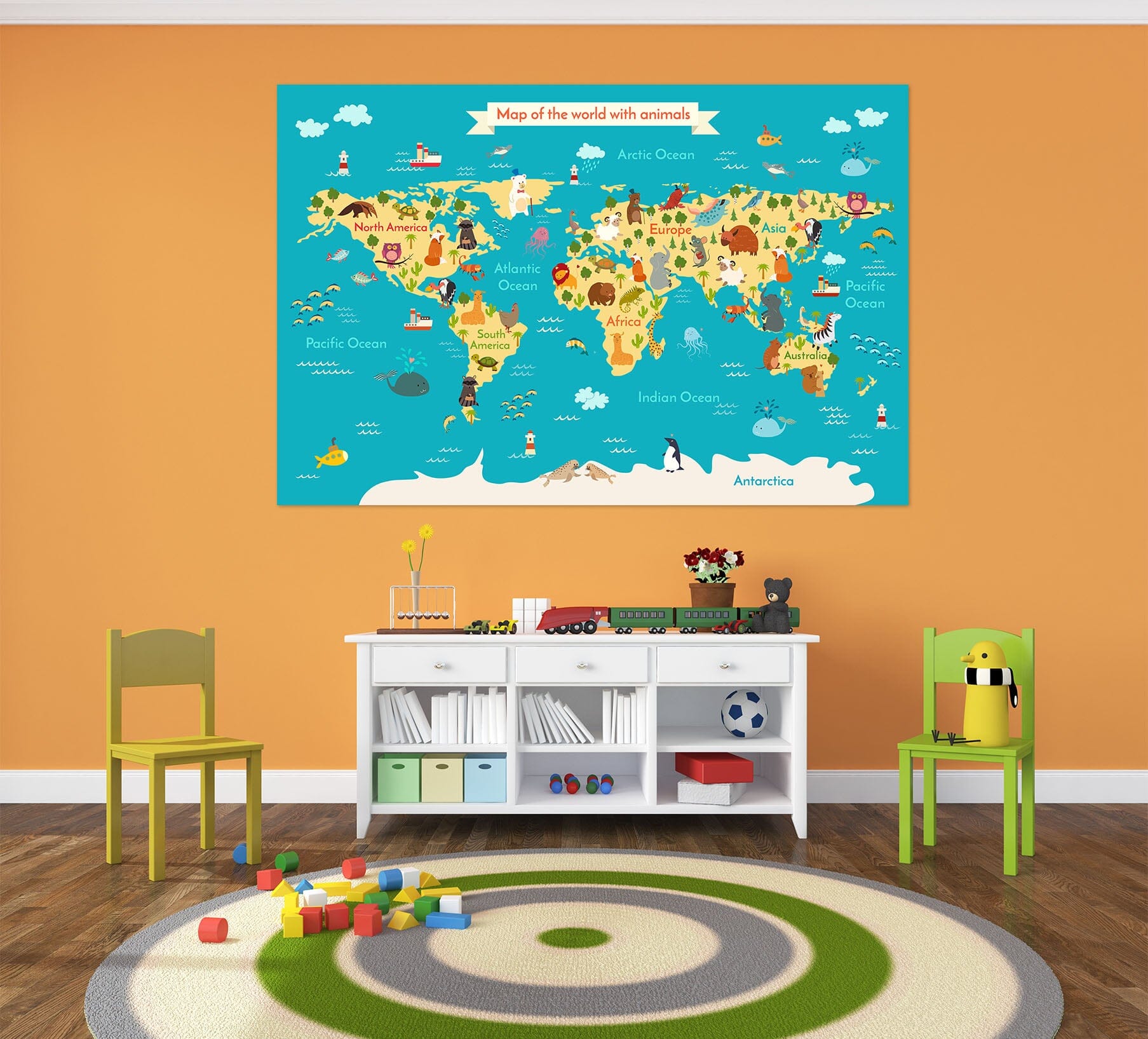 3D Yellow Island 240 World Map Wall Sticker Wallpaper AJ Wallpaper 2