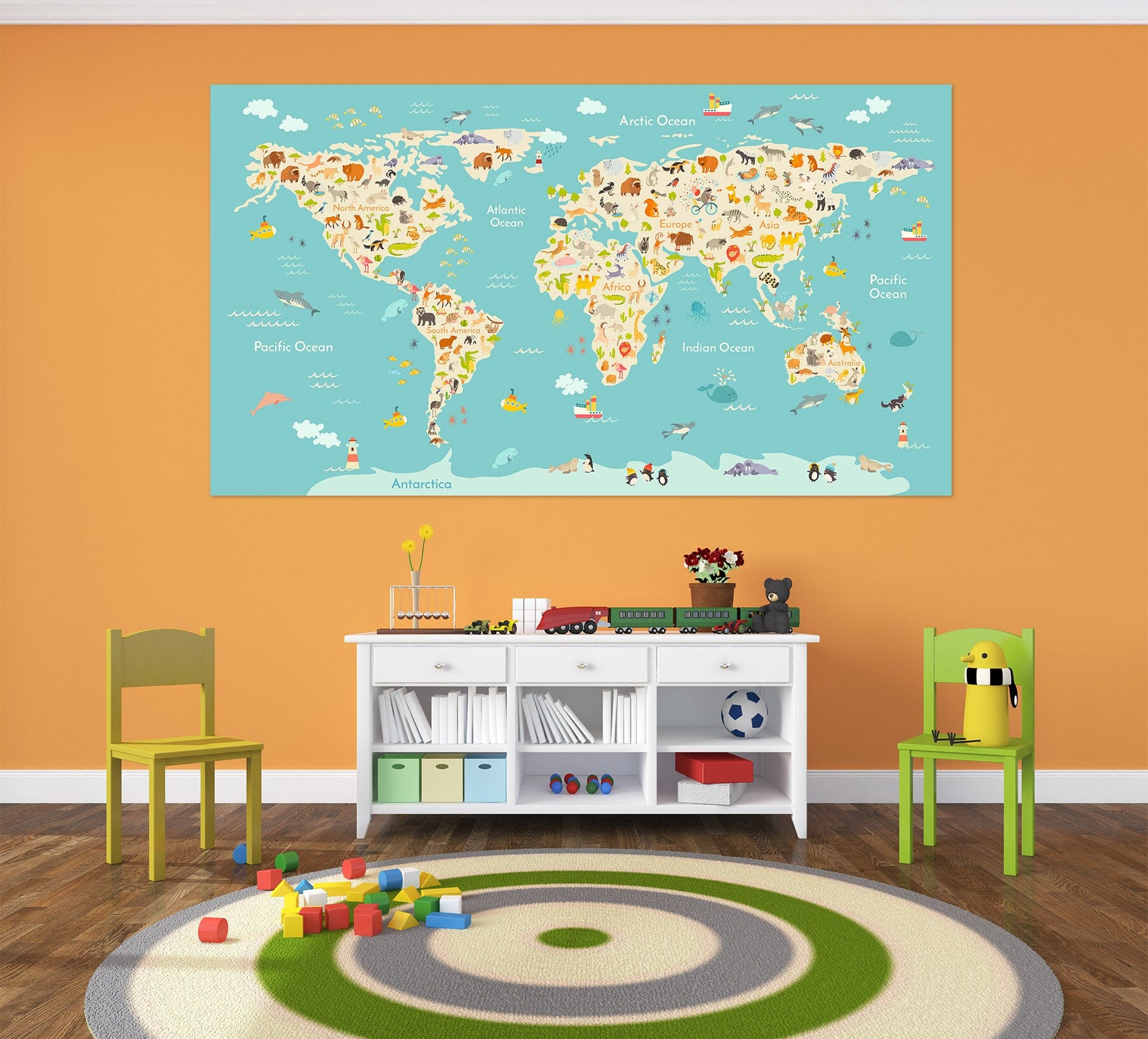 3D Red Spots 227 World Map Wall Sticker Wallpaper AJ Wallpaper 2