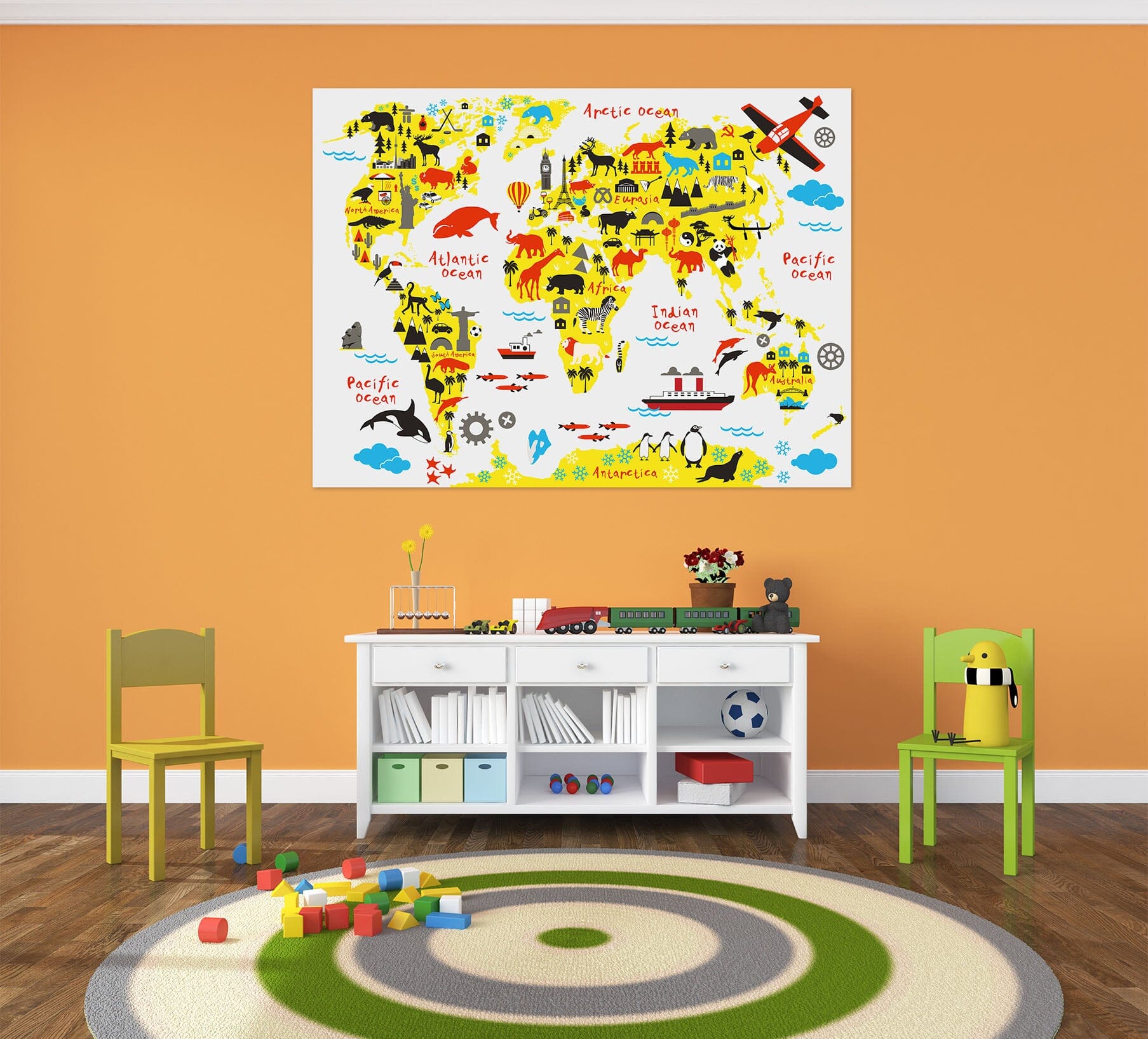 3D Color Pattern 205 World Map Wall Sticker Wallpaper AJ Wallpaper 2