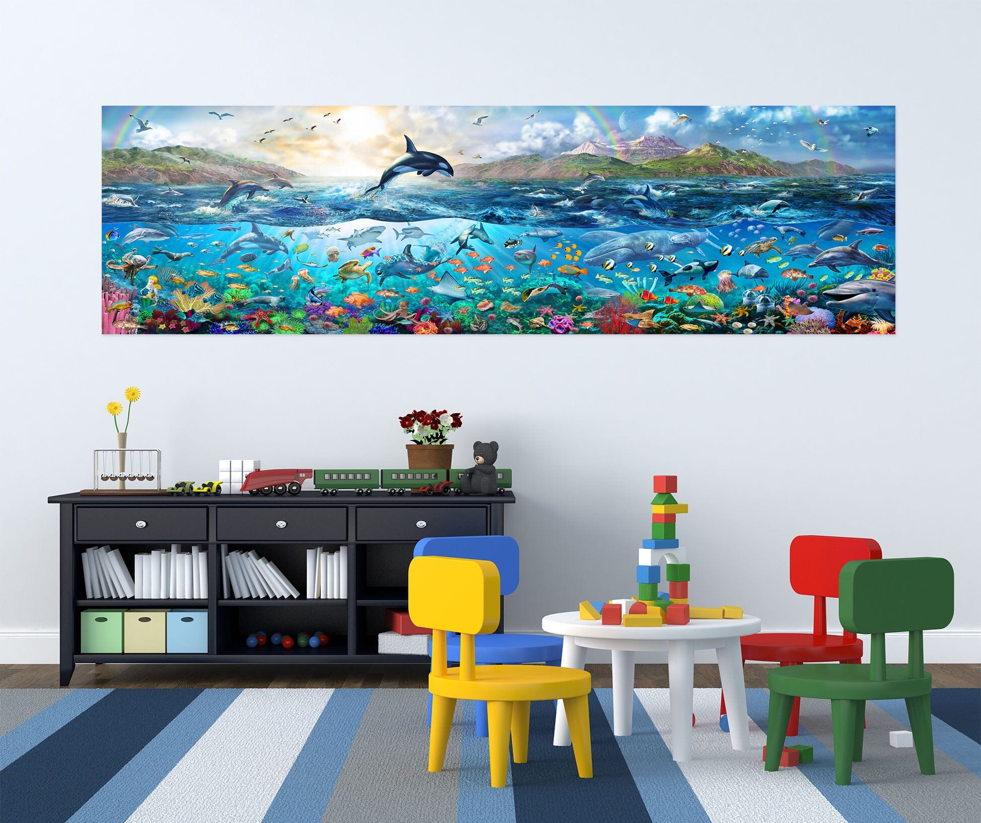 3D Dolphin Jumping 011 Adrian Chesterman Wall Sticker Wallpaper AJ Wallpaper 2