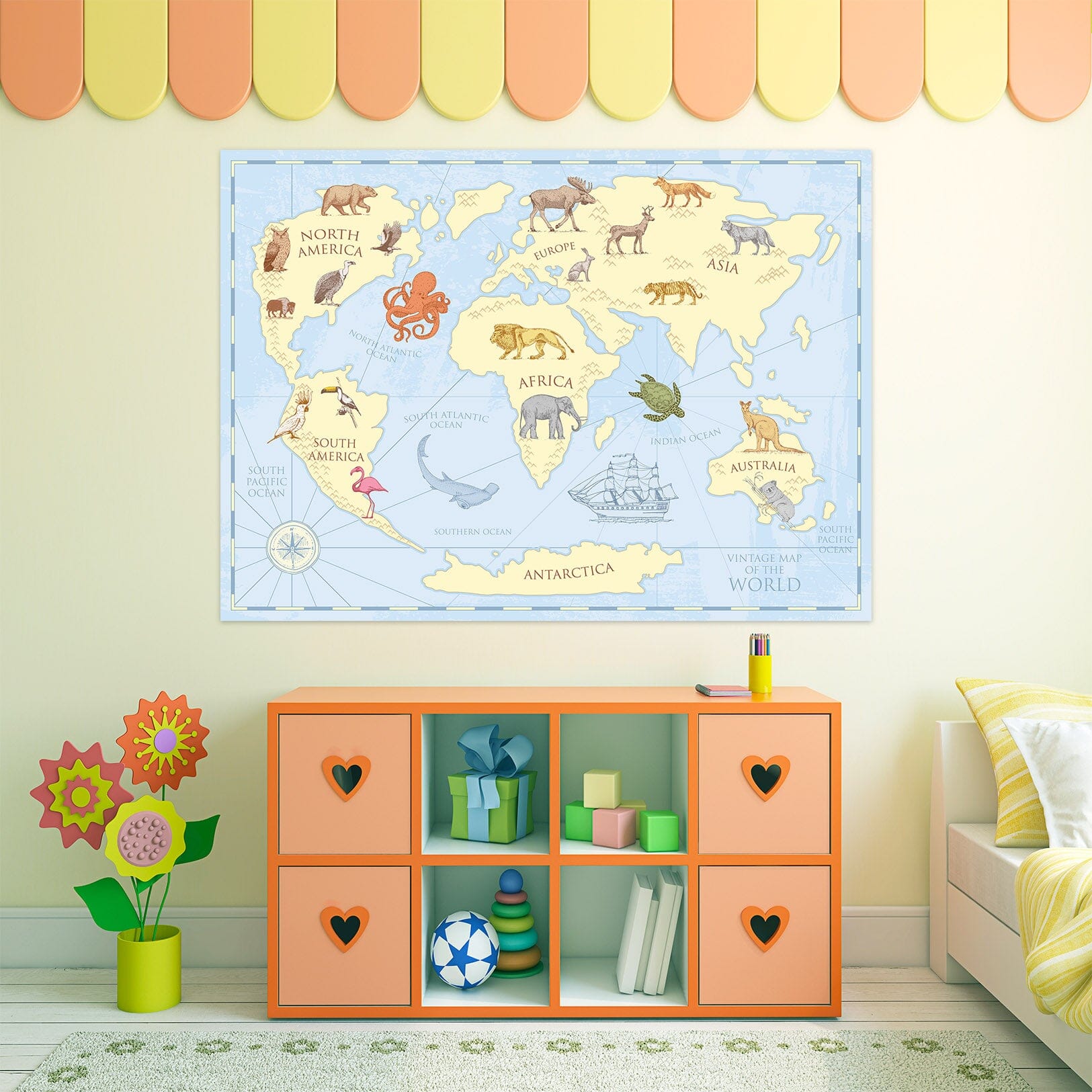 3D Cute Animal 262 World Map Wall Sticker Wallpaper AJ Wallpaper 2