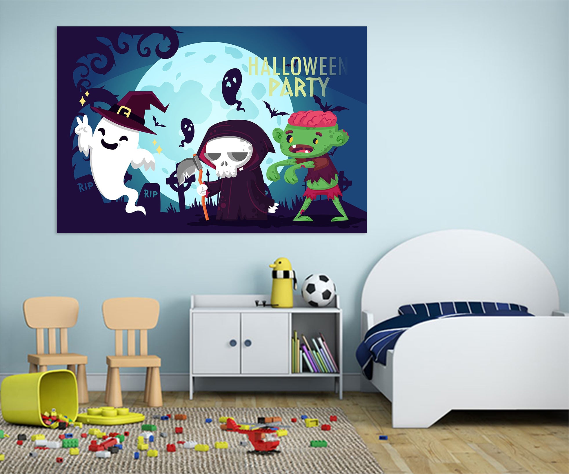 3D Moon Ghost Death 016 Halloween Wall Stickers Wallpaper AJ Wallpaper 2