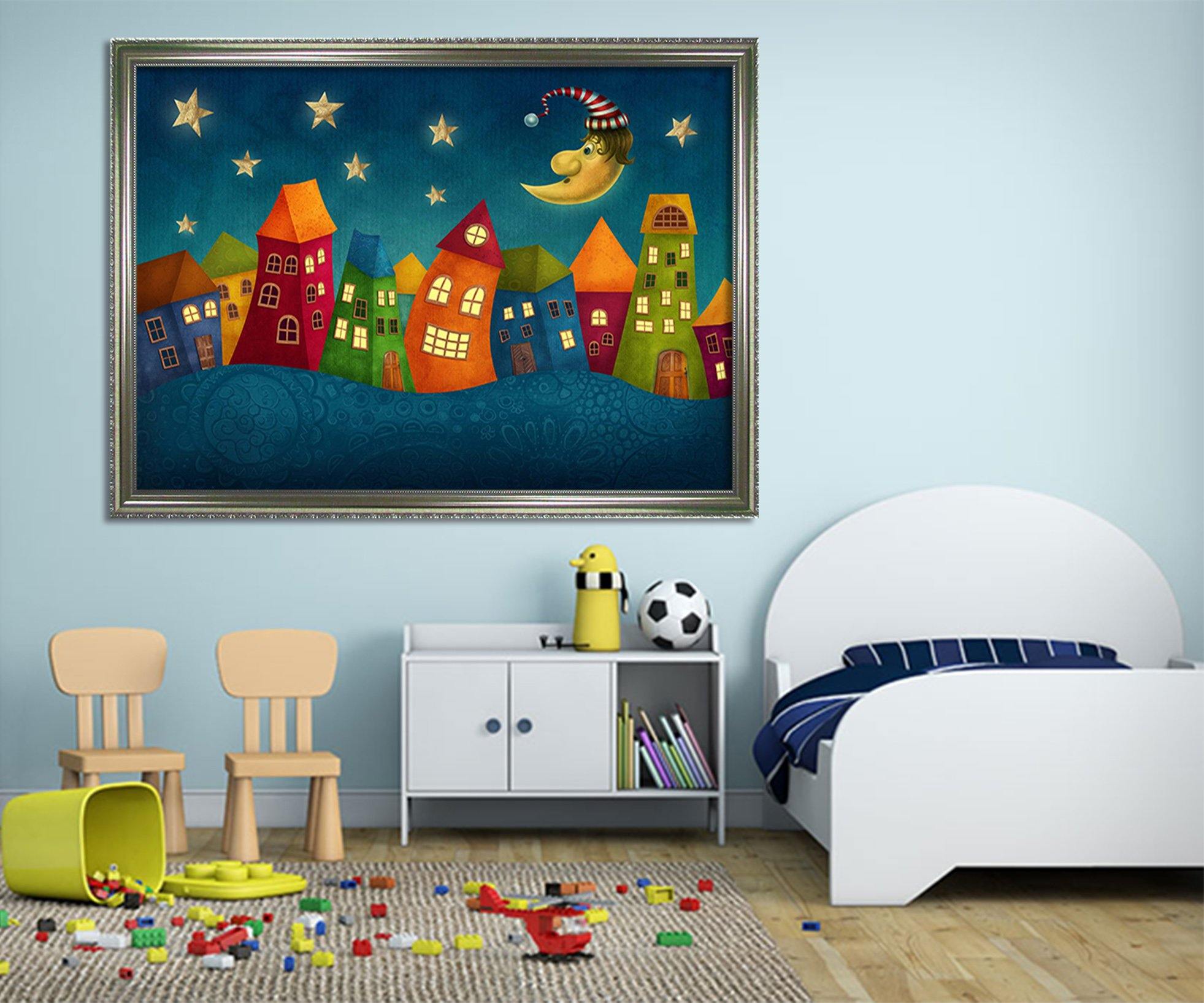 3D Cartoon House 018 Fake Framed Print Painting Wallpaper AJ Creativity Home