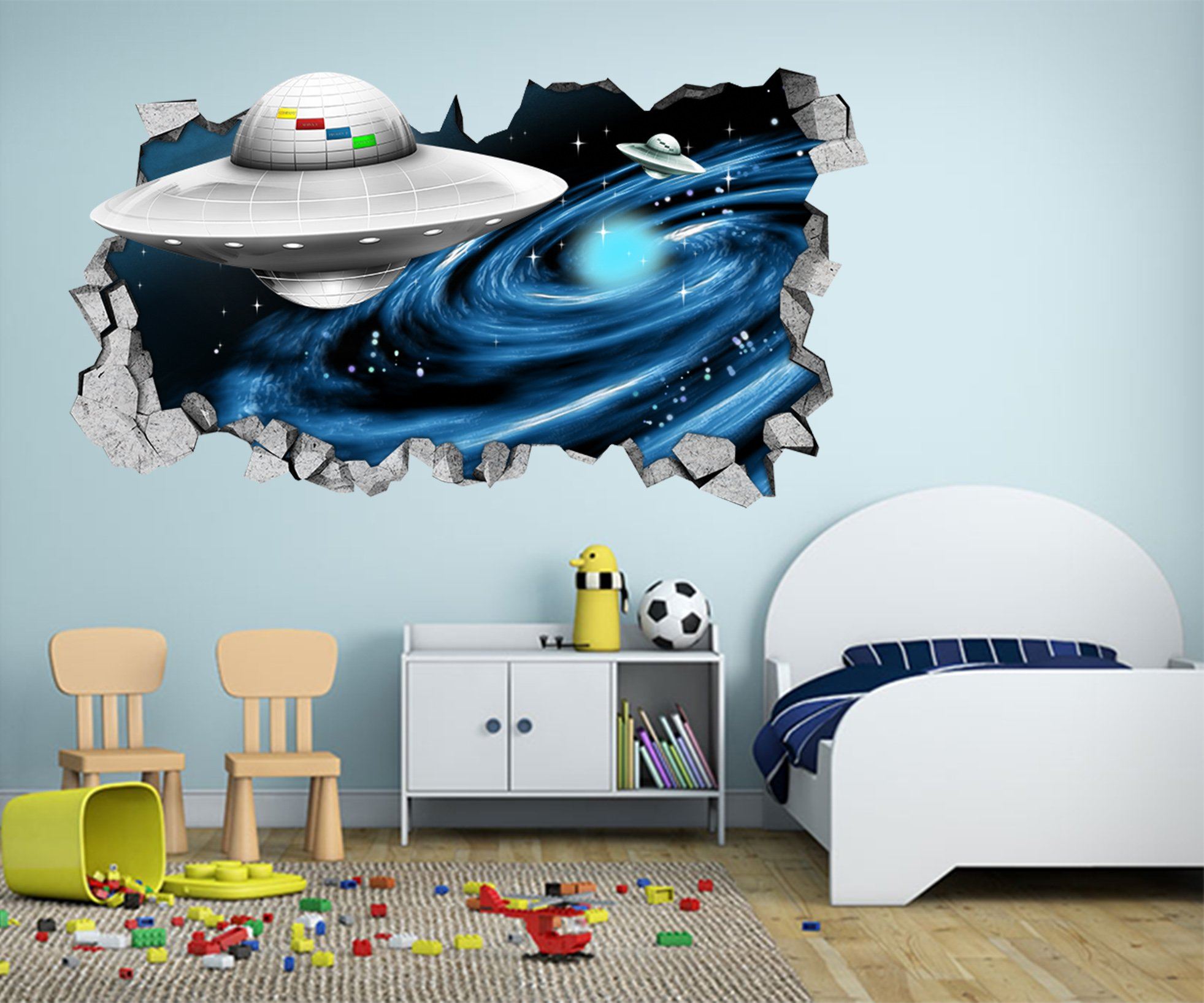 3D Space UFO 106 Broken Wall Murals Wallpaper AJ Wallpaper