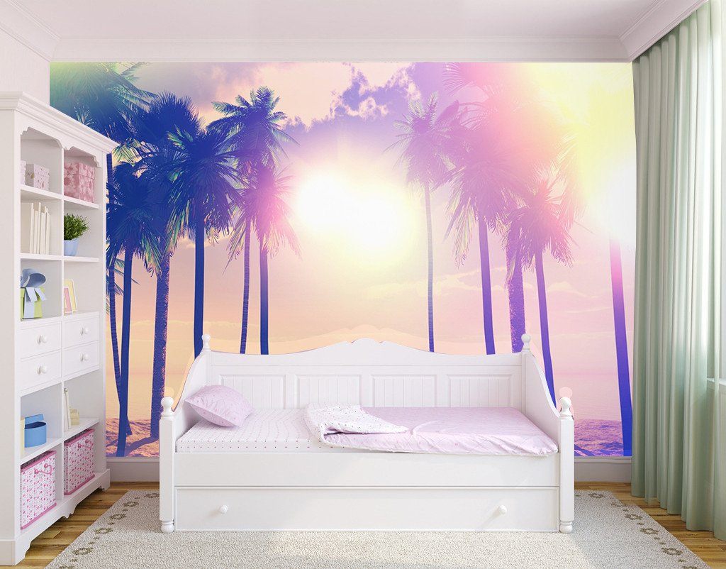 3D Sunshine Coconut Trees 038 Wallpaper AJ Wallpaper