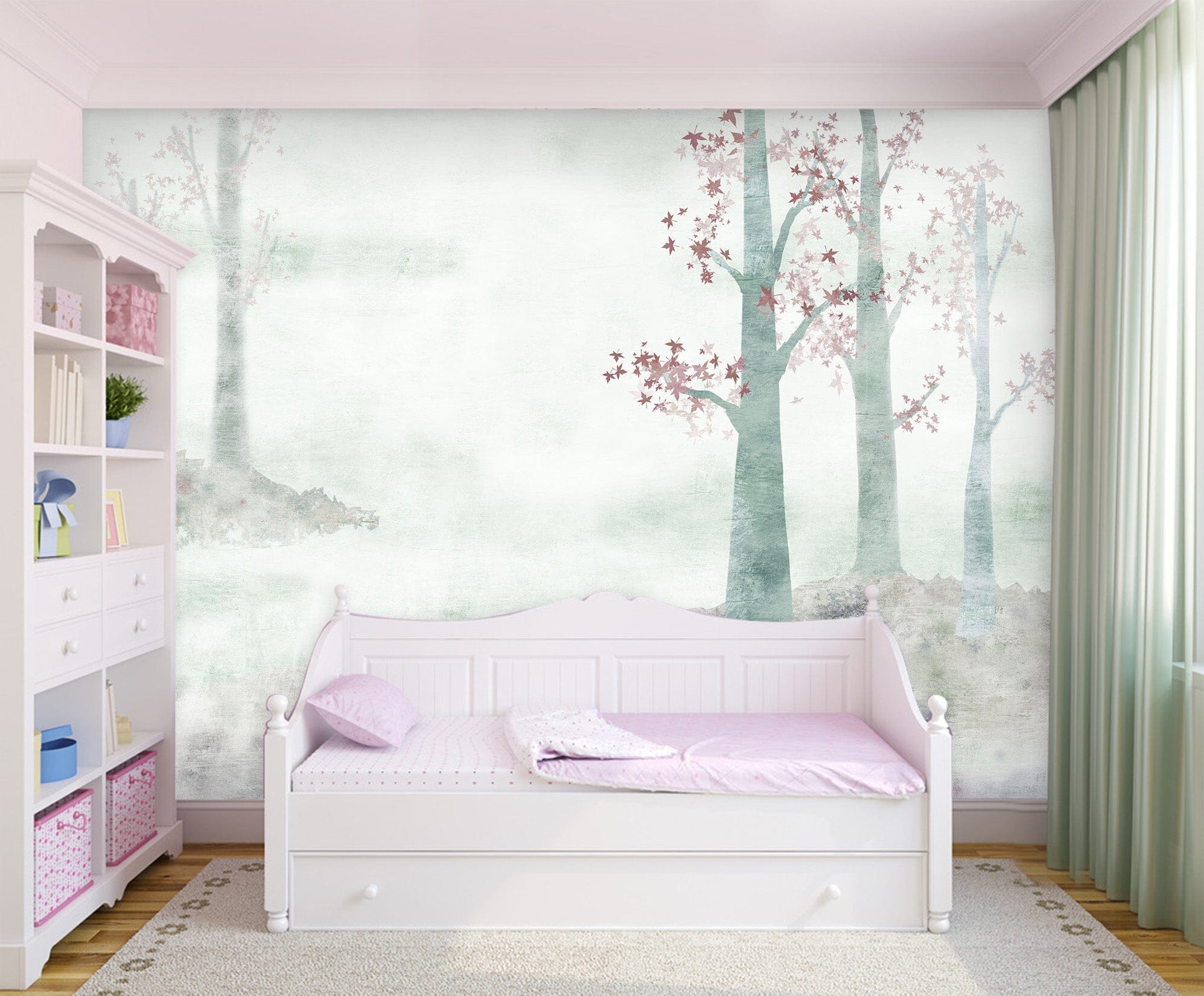 3D Tree White Hazy 016 Wall Murals Wallpaper AJ Wallpaper 2
