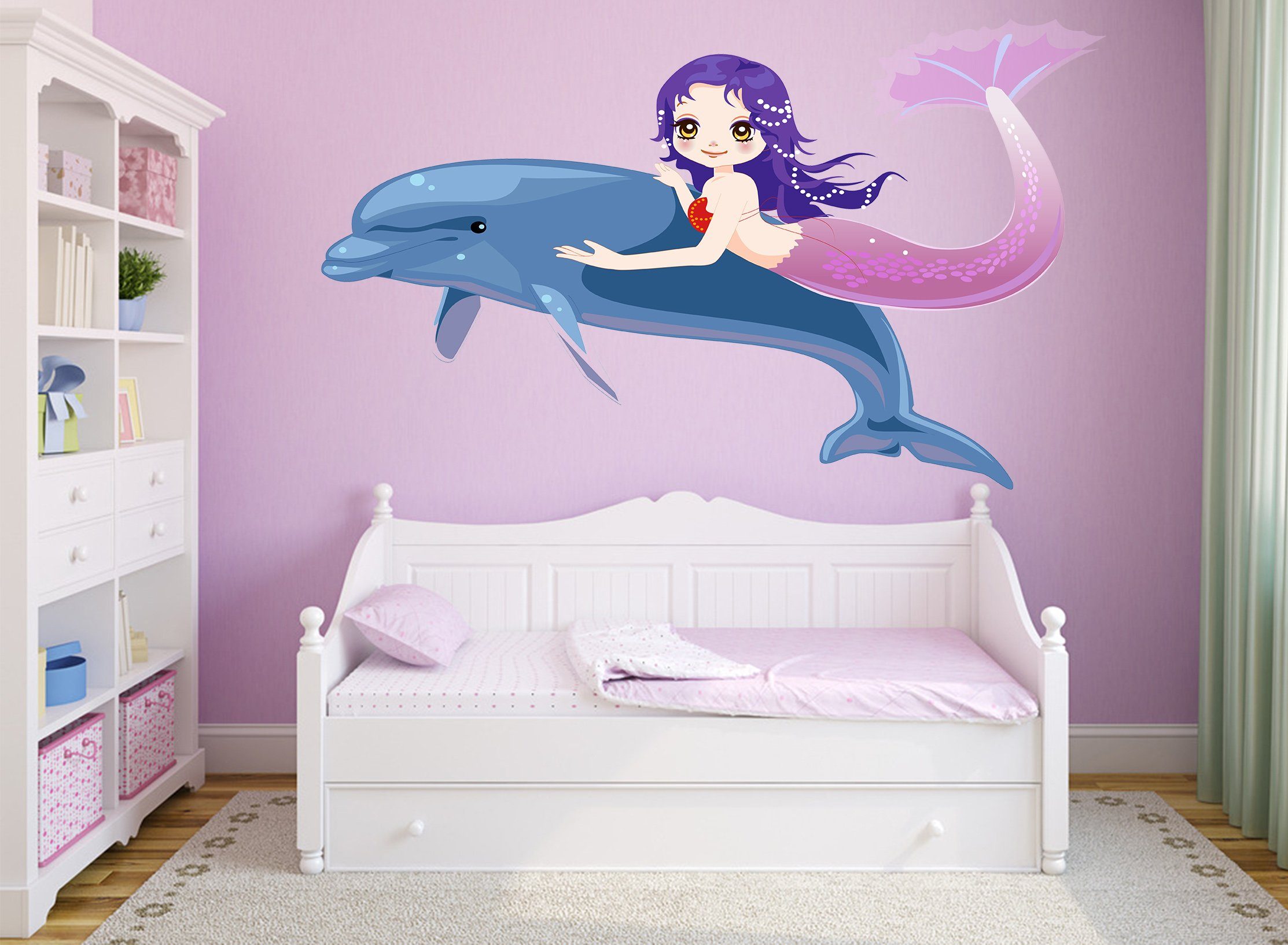 3D Dolphin Mermaid 057 Wall Stickers Wallpaper AJ Wallpaper