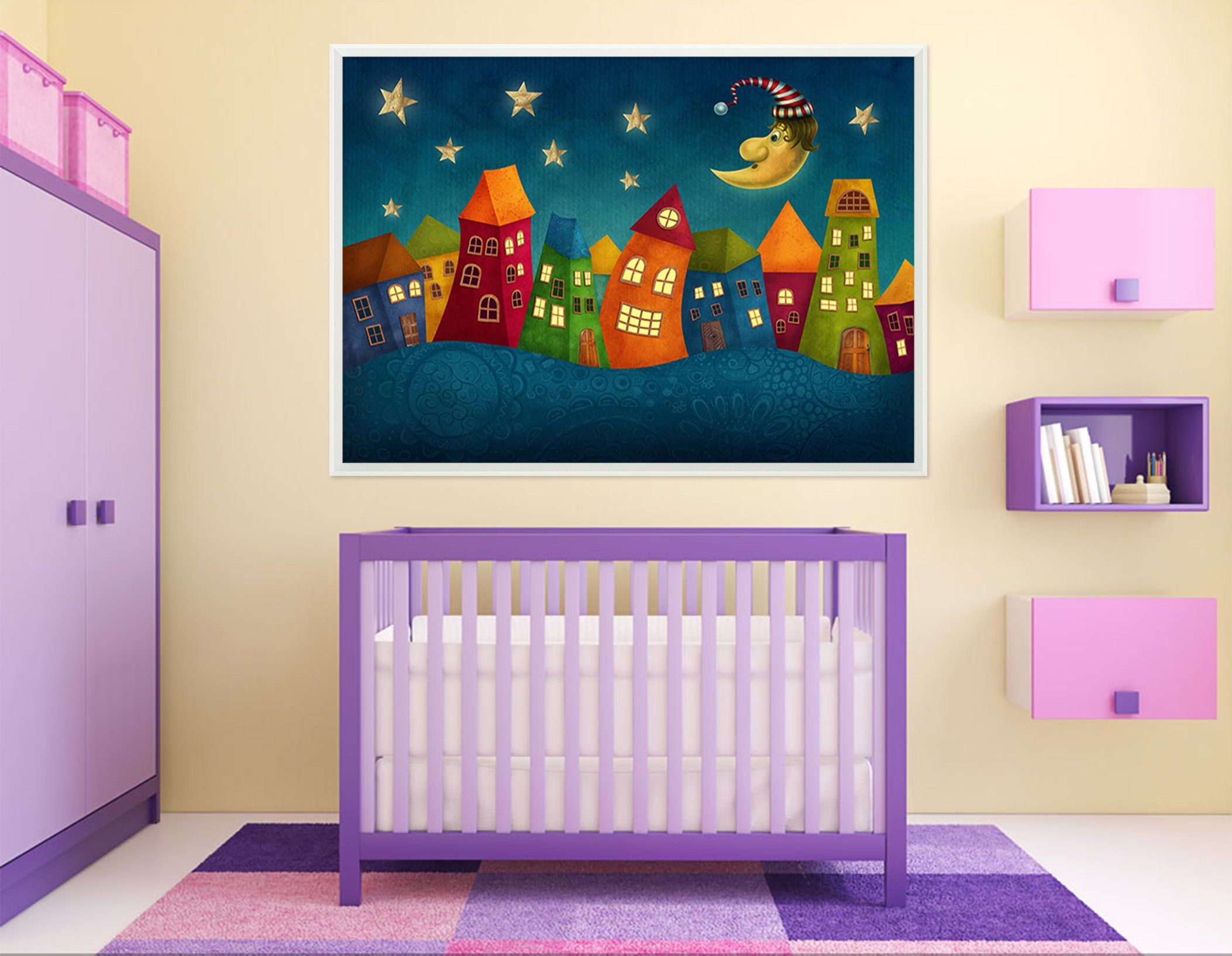 3D Cartoon House 018 Fake Framed Print Painting Wallpaper AJ Creativity Home