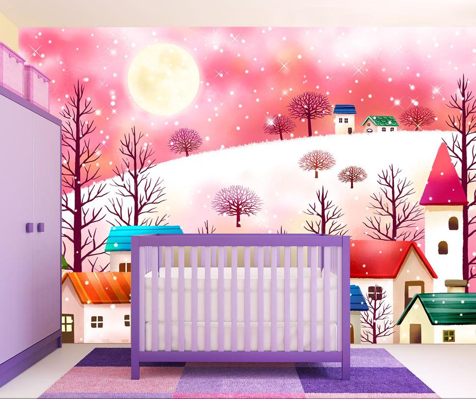 3D Bright Moon Cherry Snowflake 13 Wallpaper AJ Wallpaper