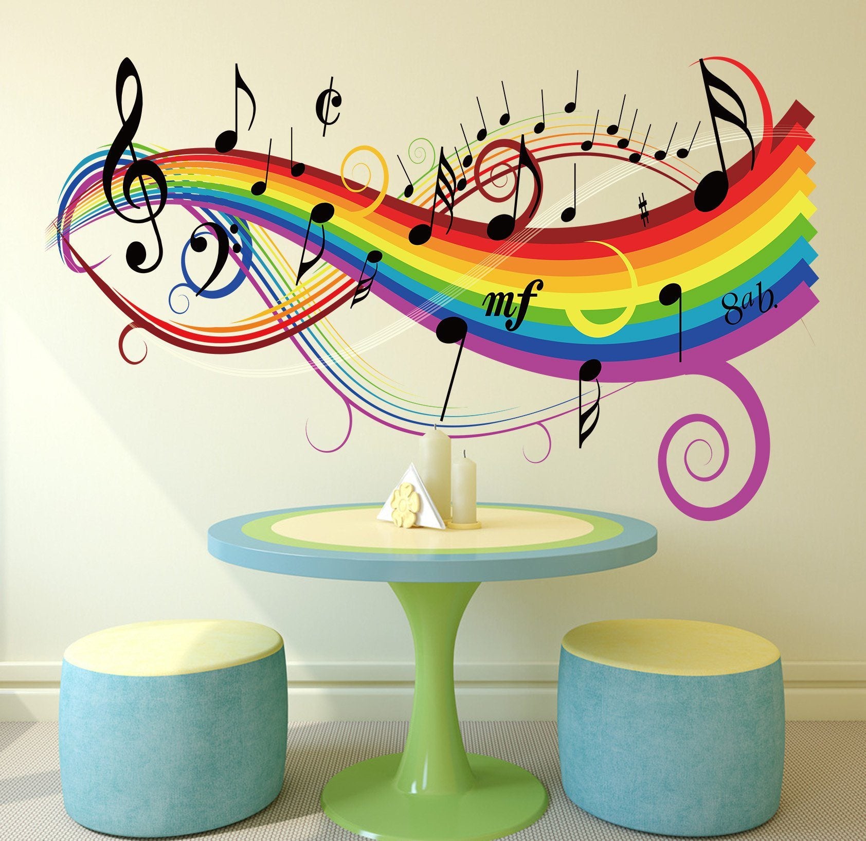 3D Rainbow Note 056 Wall Stickers Wallpaper AJ Wallpaper