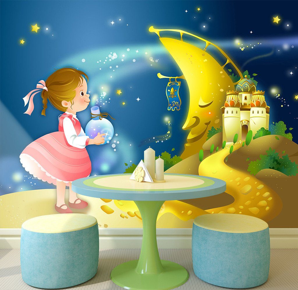 3D Girl To Sea Moon Castle 8 Wallpaper AJ Wallpaper 2