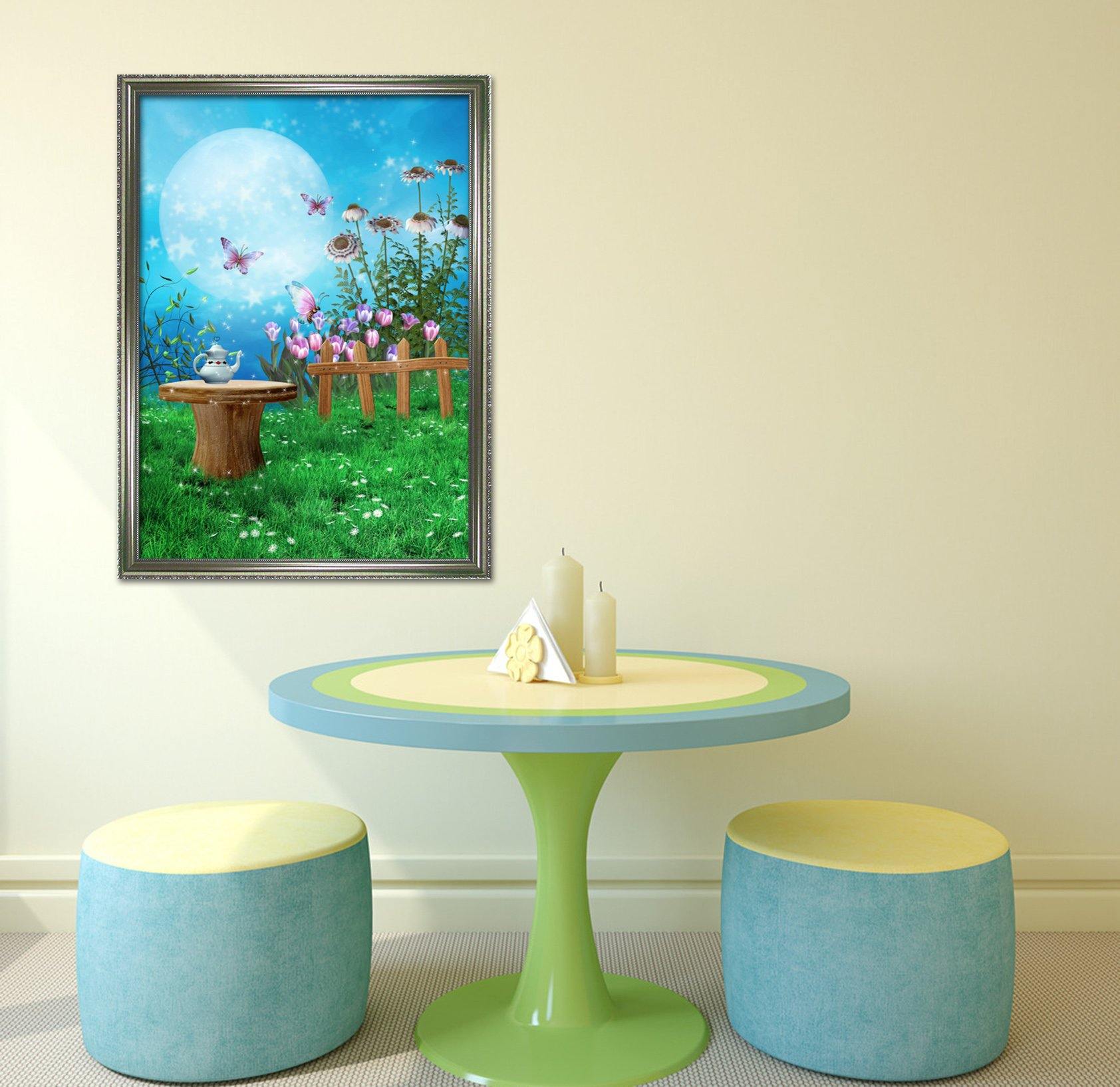 3D Yard Butterfly 047 Fake Framed Print Painting Wallpaper AJ Creativity Home