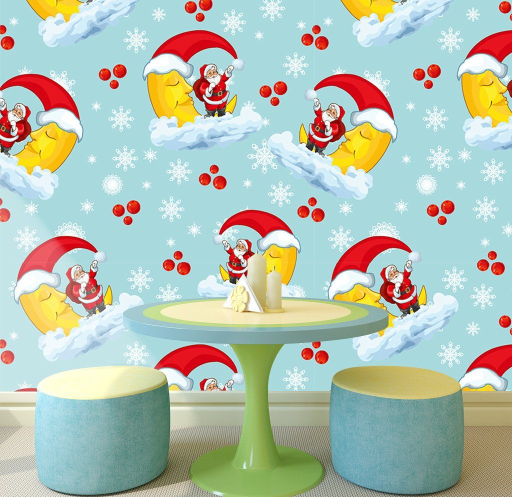 3D Father Christmas On Moon 545 Wallpaper AJ Wallpaper
