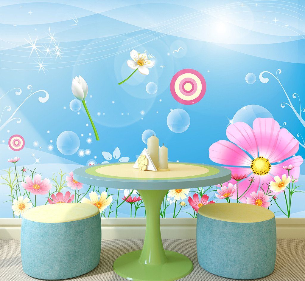 3D Sunshine Sky And Beauty Flower 23 Wallpaper AJ Wallpaper