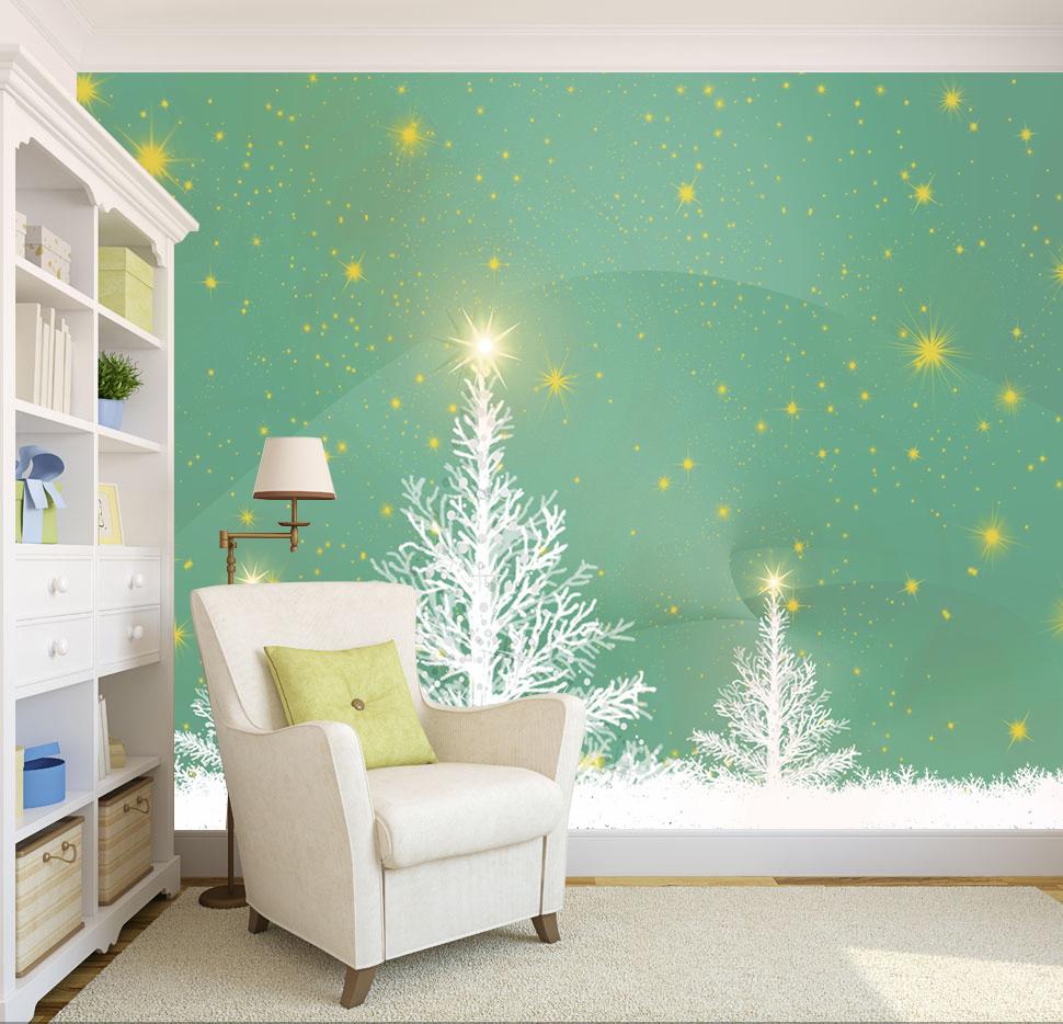 3D Tree Stars Snow 061 Wallpaper AJ Wallpaper