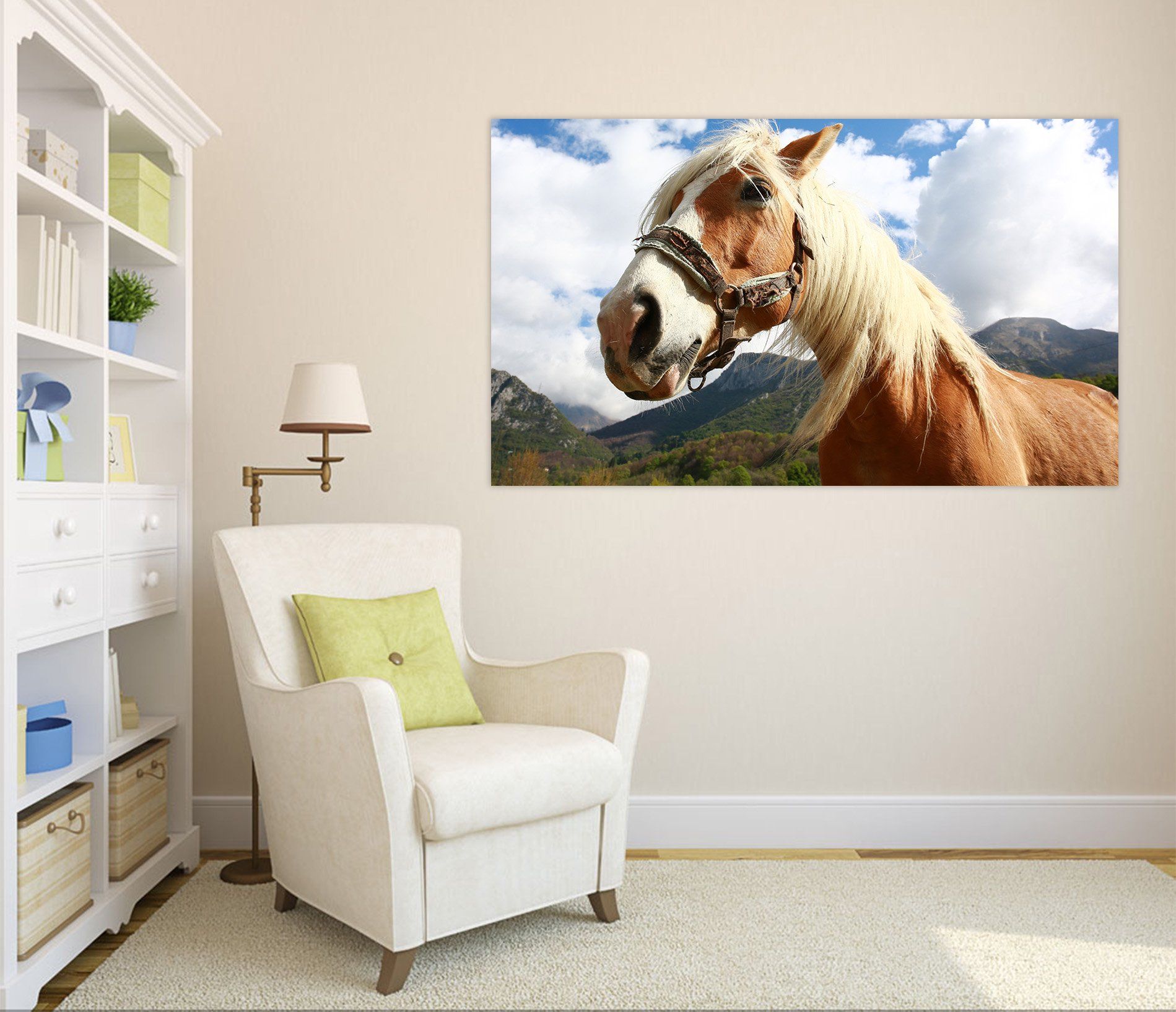 3D White Cloud Horse Head 81 Animal Wall Stickers Wallpaper AJ Wallpaper 2