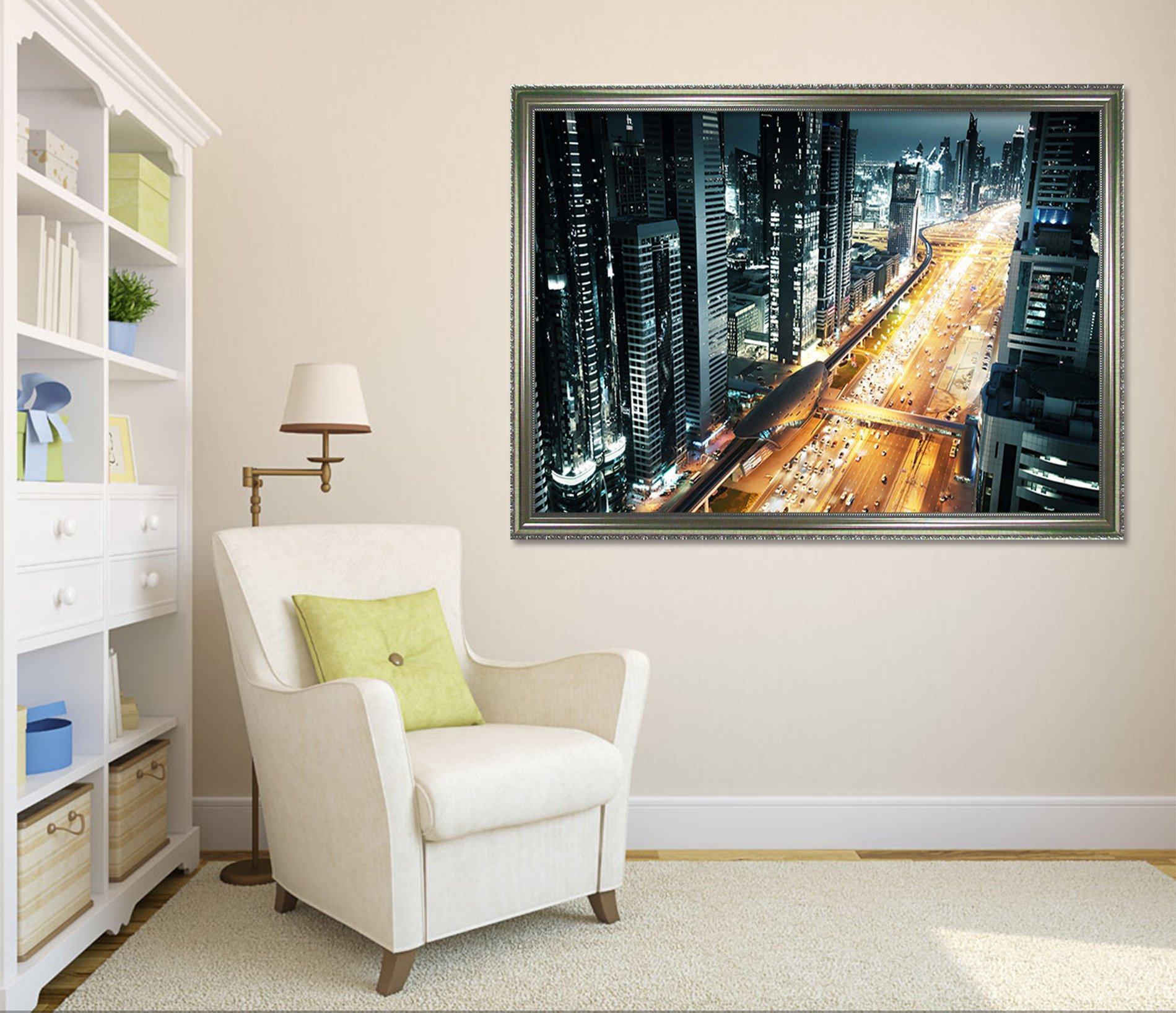 3D Night Sedan 051 Fake Framed Print Painting Wallpaper AJ Creativity Home