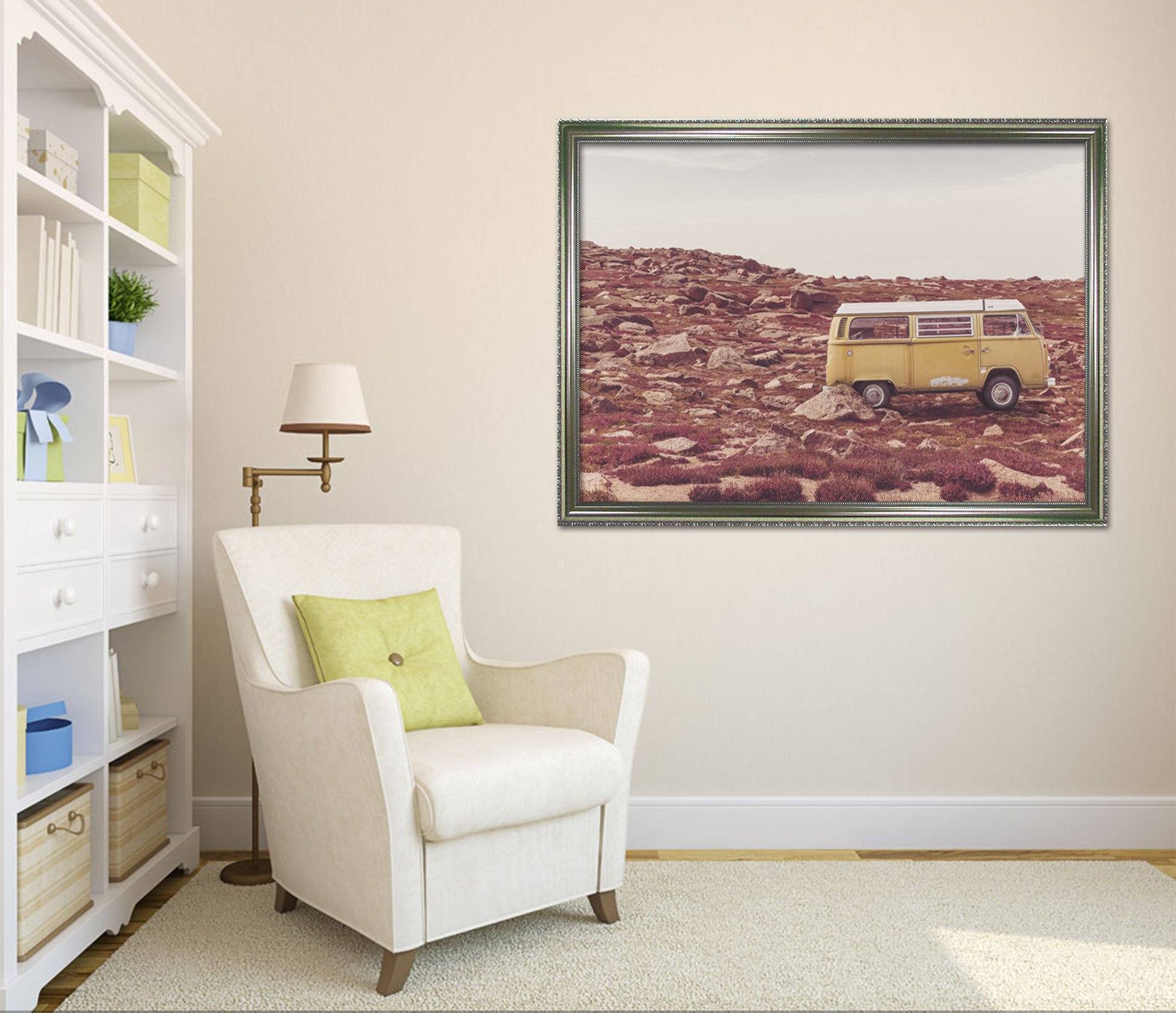 3D Yellow Car 191 Fake Framed Print Painting Wallpaper AJ Creativity Home