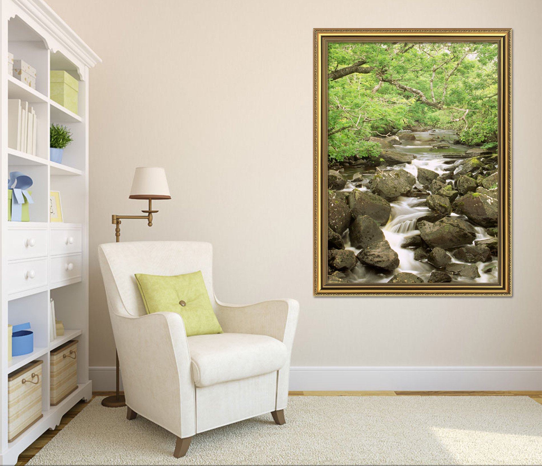 3D Stone River 064 Fake Framed Print Painting Wallpaper AJ Creativity Home