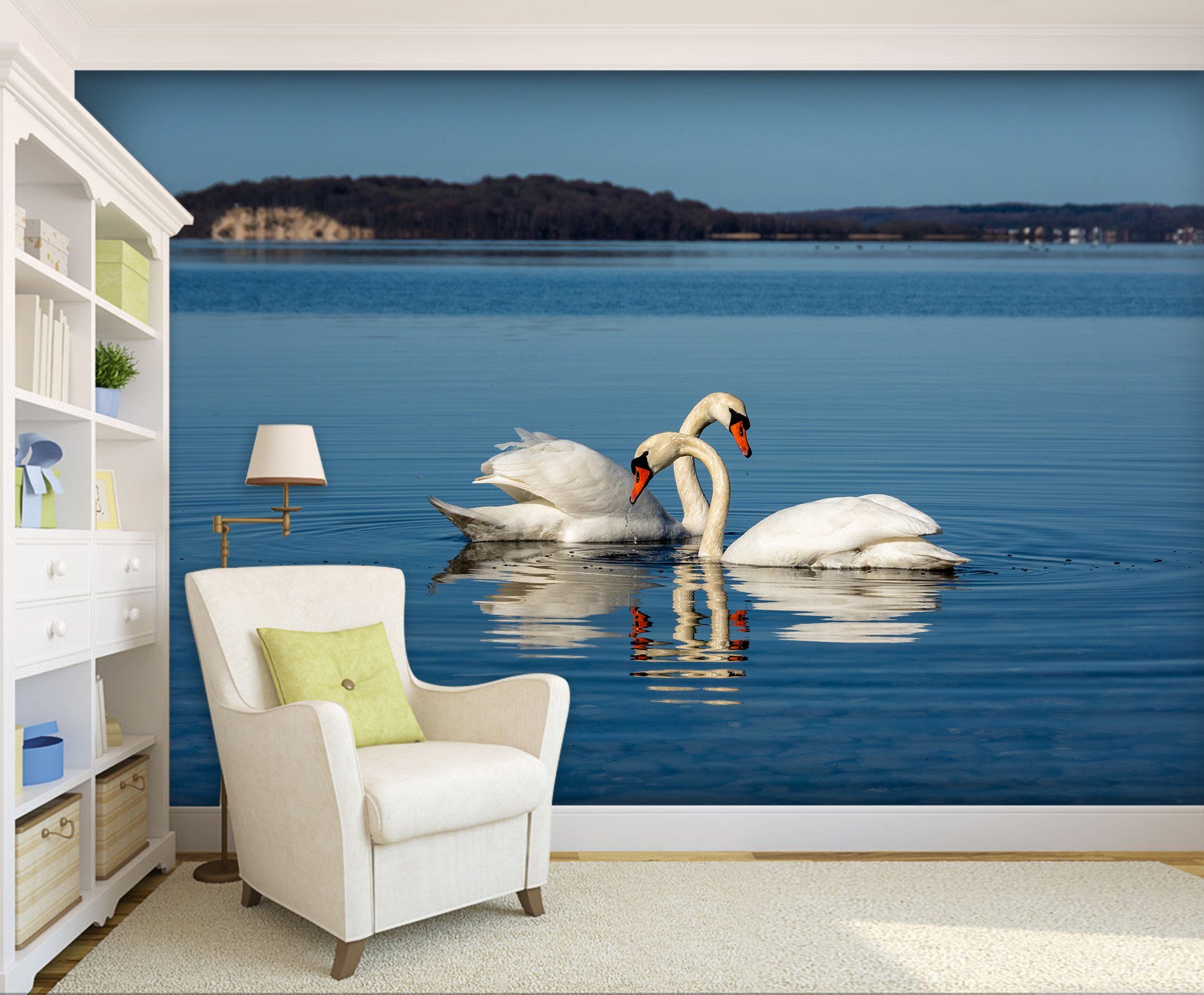 3D Playful Swan 238 Wallpaper AJ Wallpaper