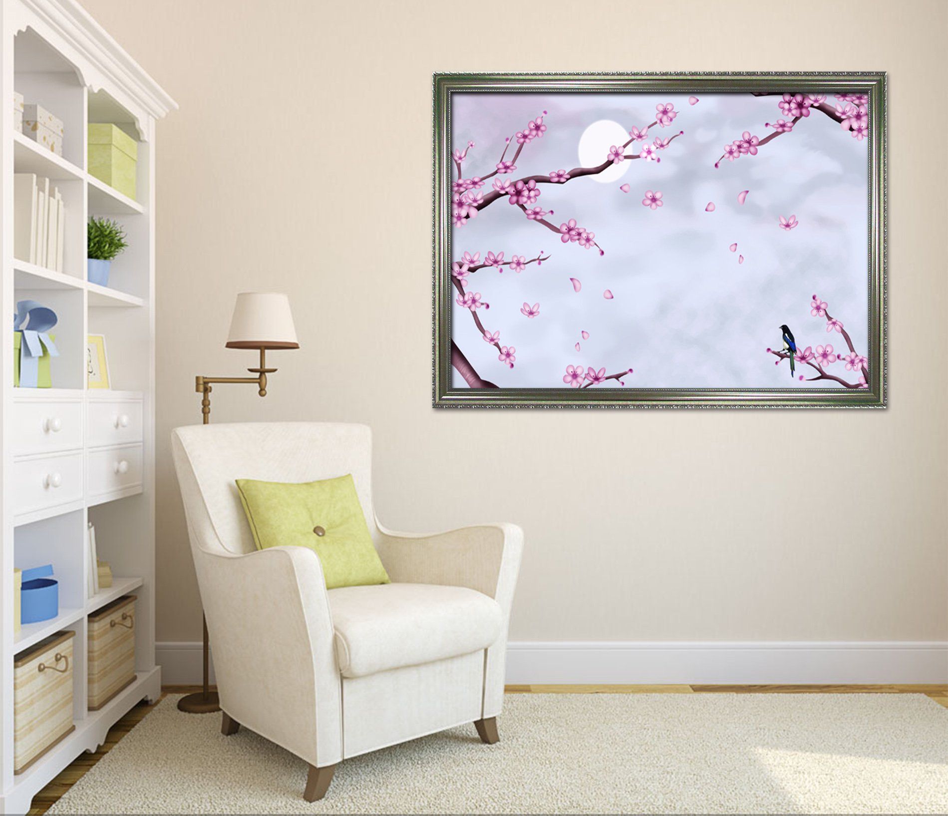 3D Moon Plum 200 Fake Framed Print Painting Wallpaper AJ Creativity Home