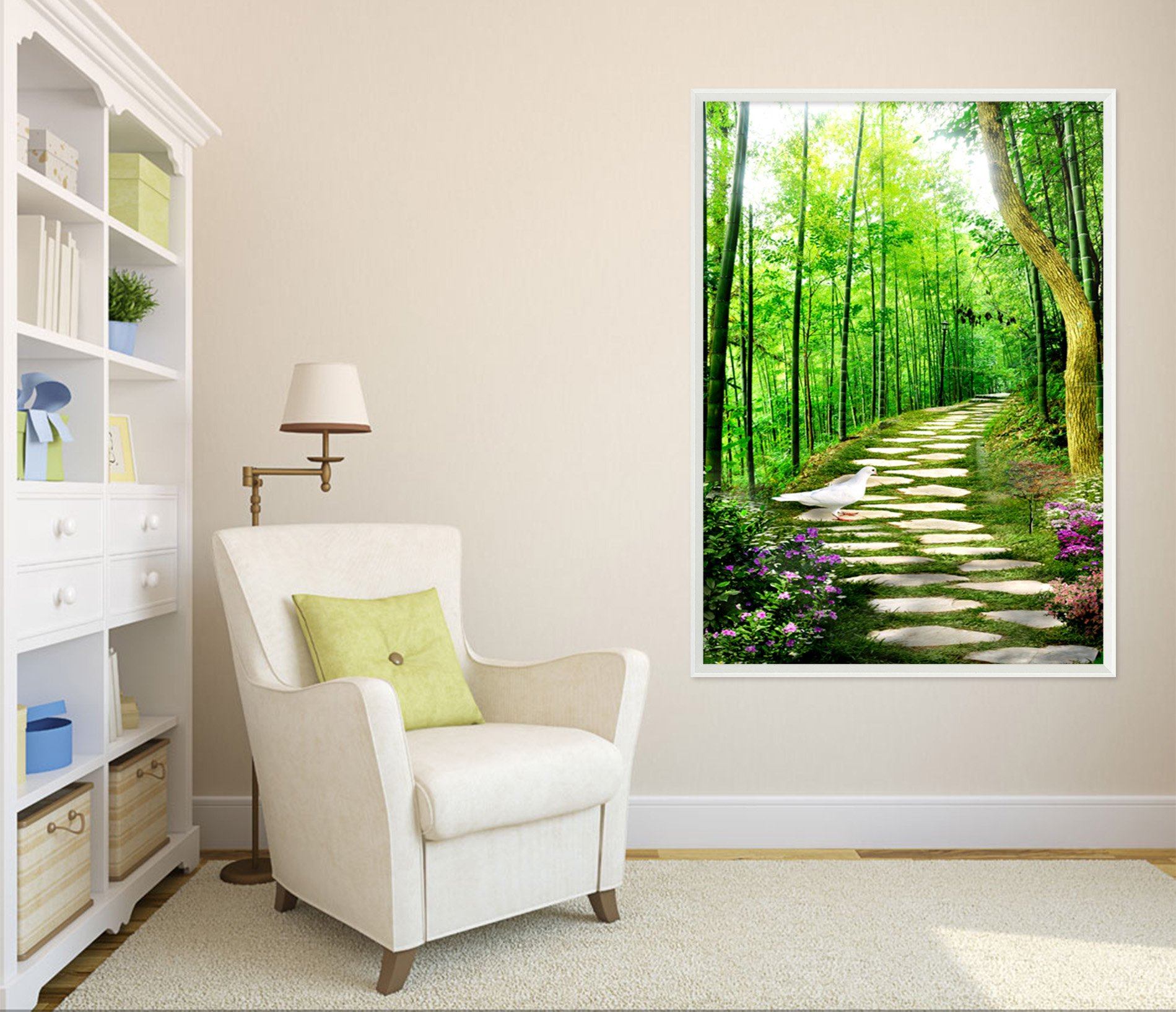 3D Stone Path 068 Fake Framed Print Painting Wallpaper AJ Creativity Home