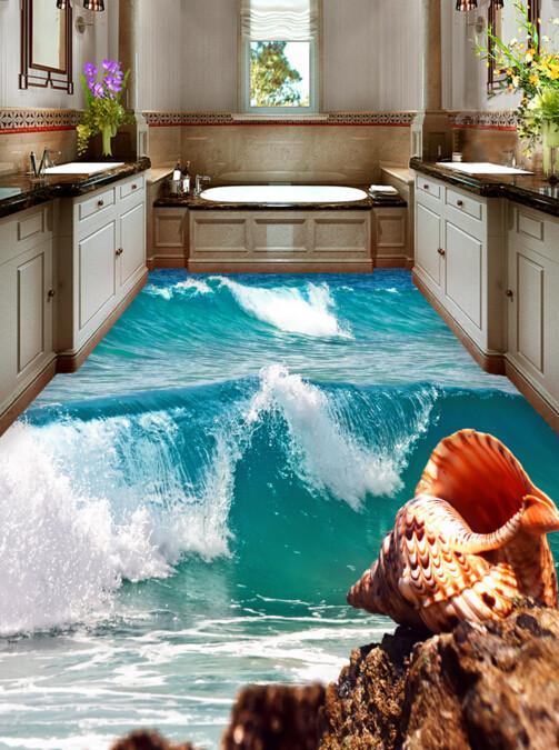 3D Coast Conch Floor Mural Wallpaper AJ Wallpaper 2