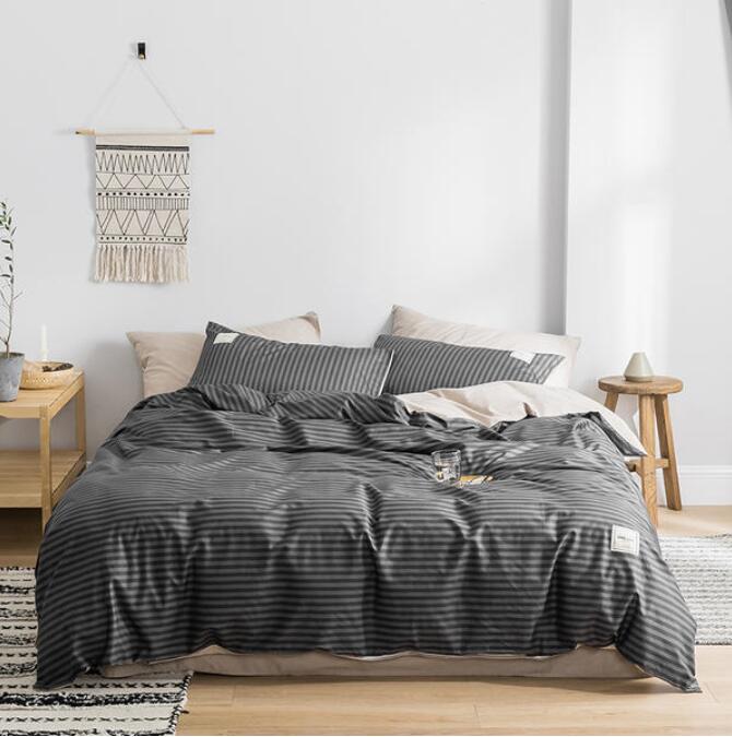 3D Black Gray Pinstripe 4171 Bed Pillowcases Quilt