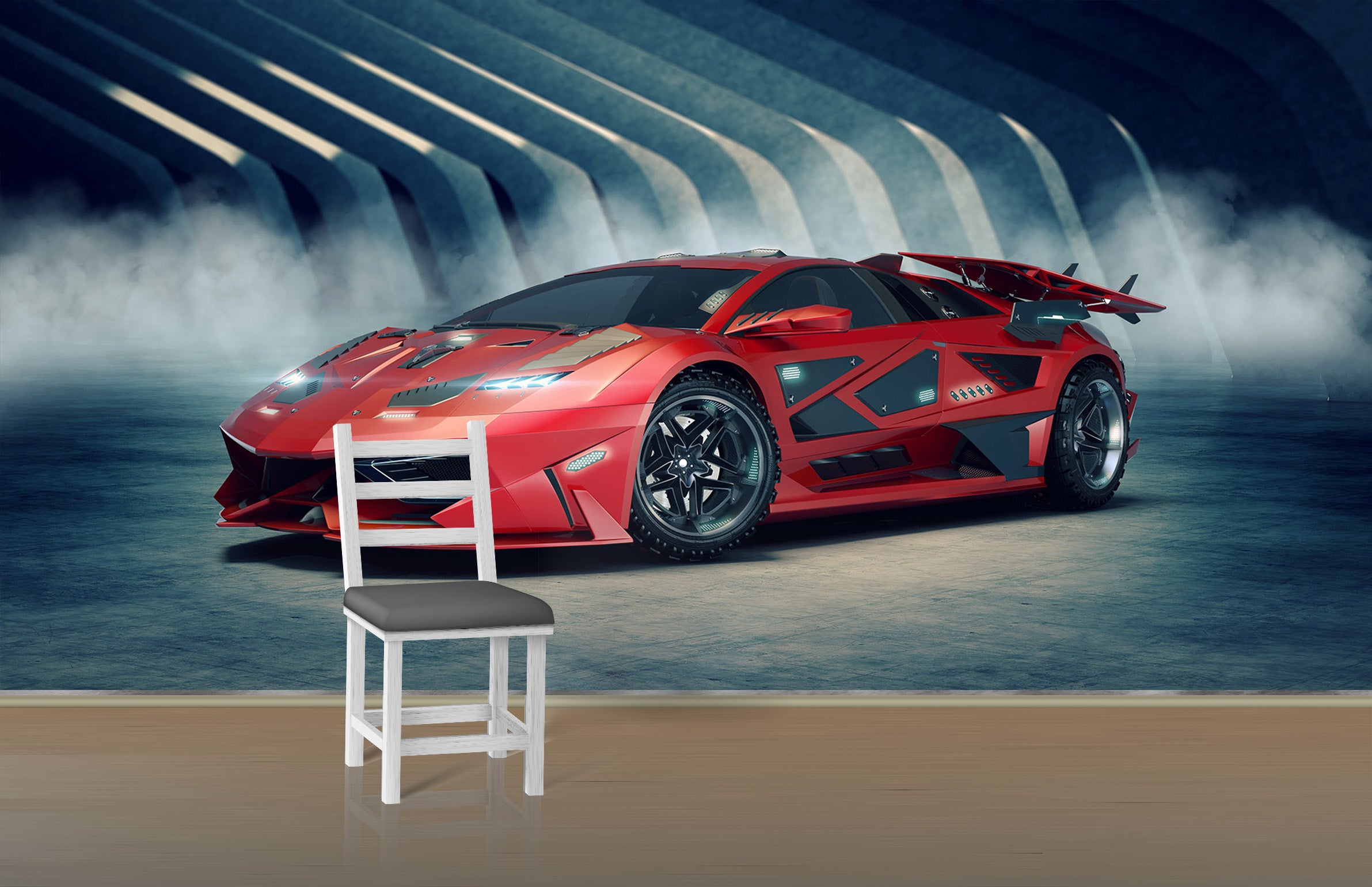 3D Red Luxury Car 349 Vehicle Wall Murals