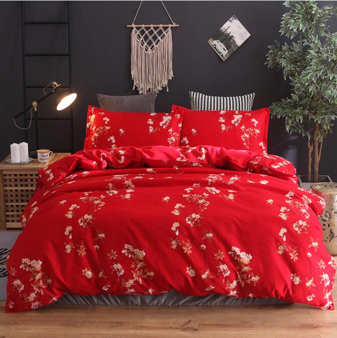 3D Red Bottom Golden Flower 2116 Bed Pillowcases Quilt