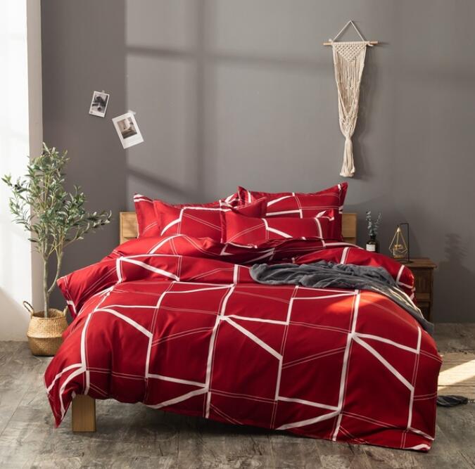 3D Red Line 13057 Bed Pillowcases Quilt