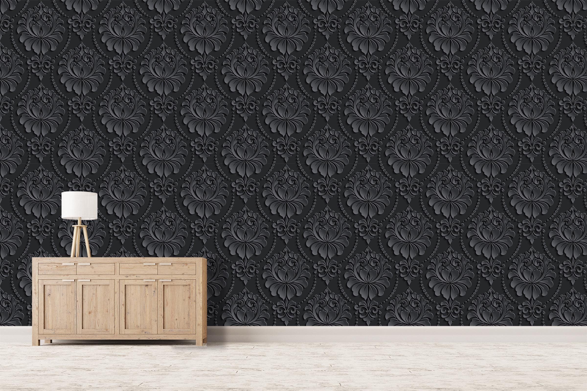3D Black Bottom Flower Pattern 9 Wallpaper AJ Wallpaper