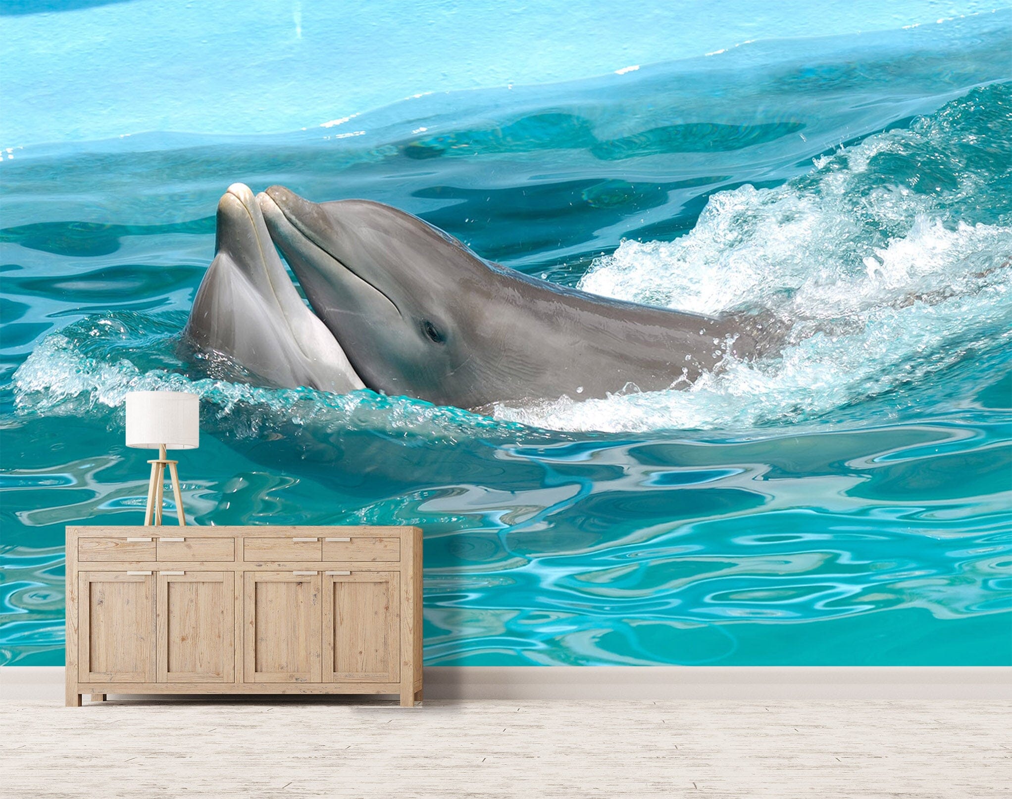 3D Playful Dolphins 116 Wall Murals Wallpaper AJ Wallpaper 2
