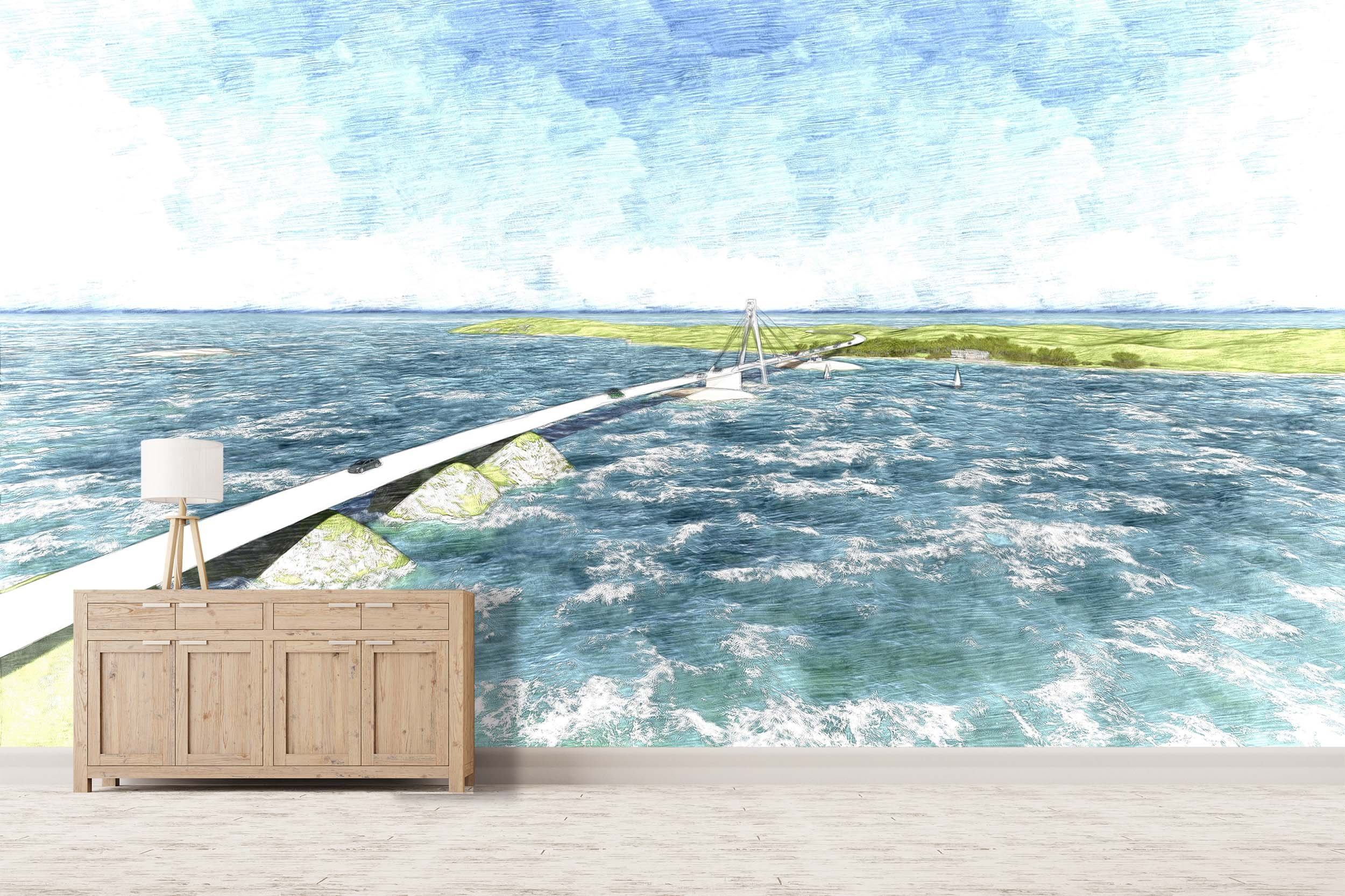 3D Shore Bridge 020 Wallpaper AJ Wallpaper