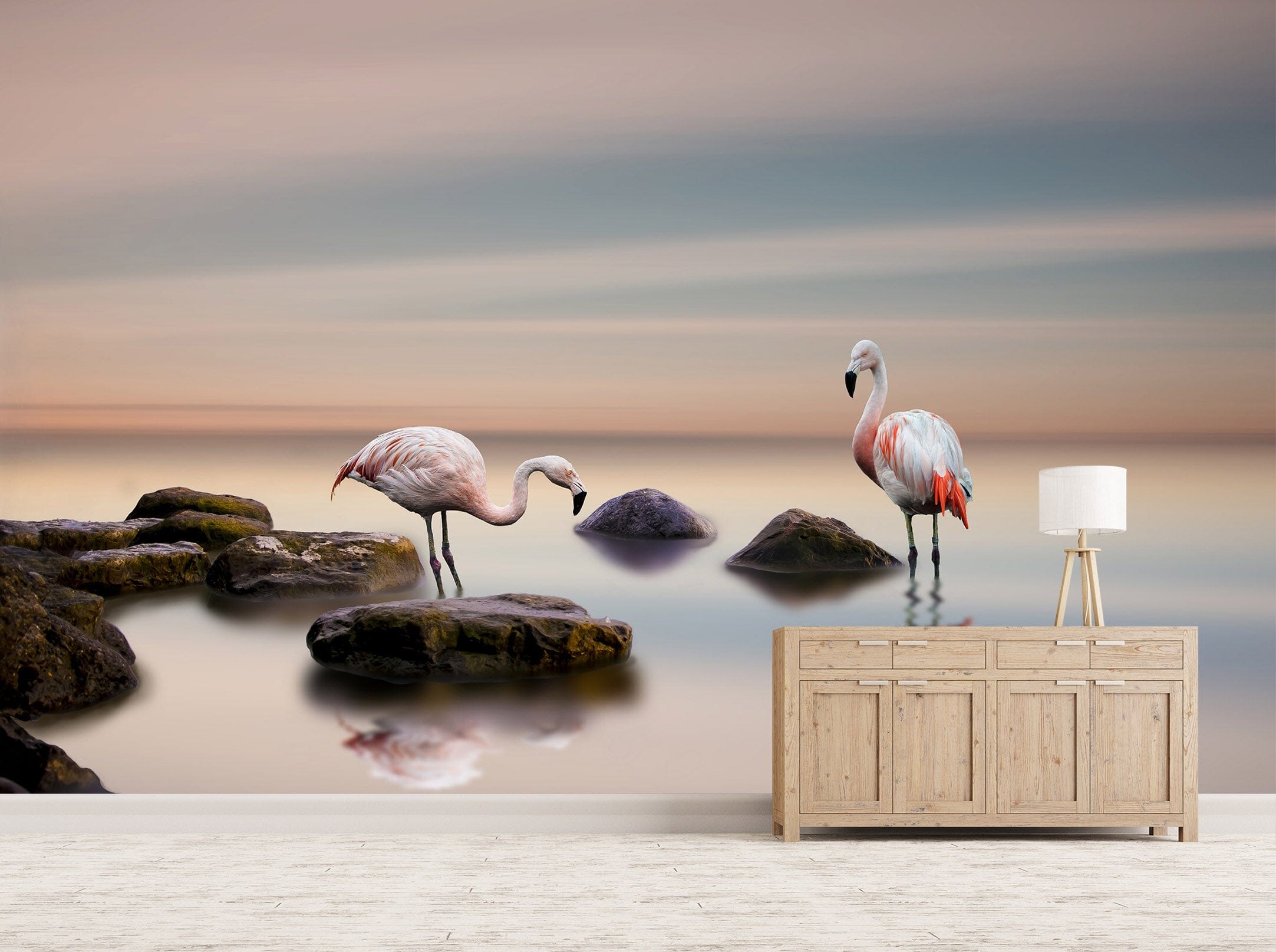 3D Flamingo Stones 1140 Wall Murals Wallpaper AJ Wallpaper 2