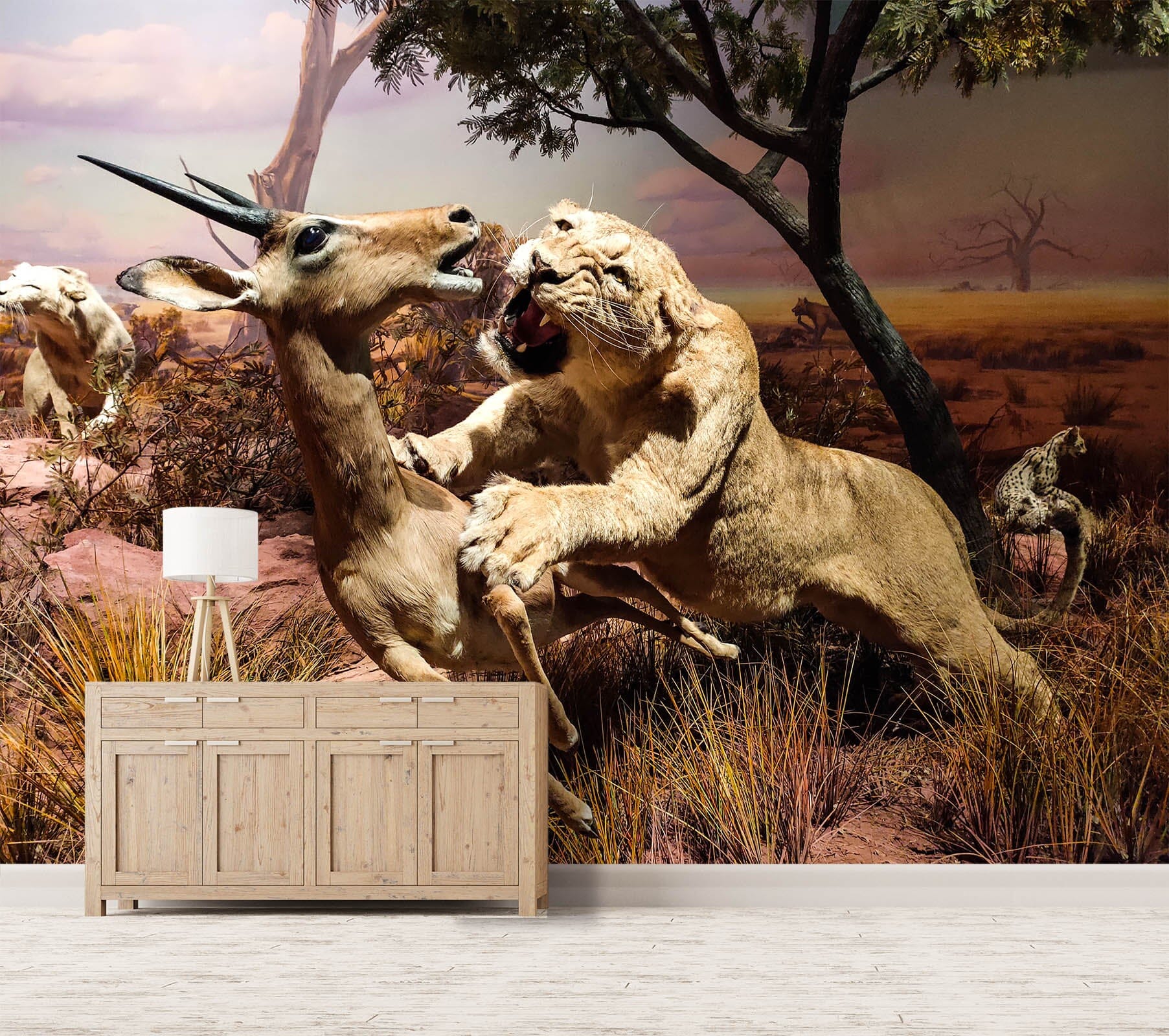 3D Lion Prey 423 Wall Murals Wallpaper AJ Wallpaper 2