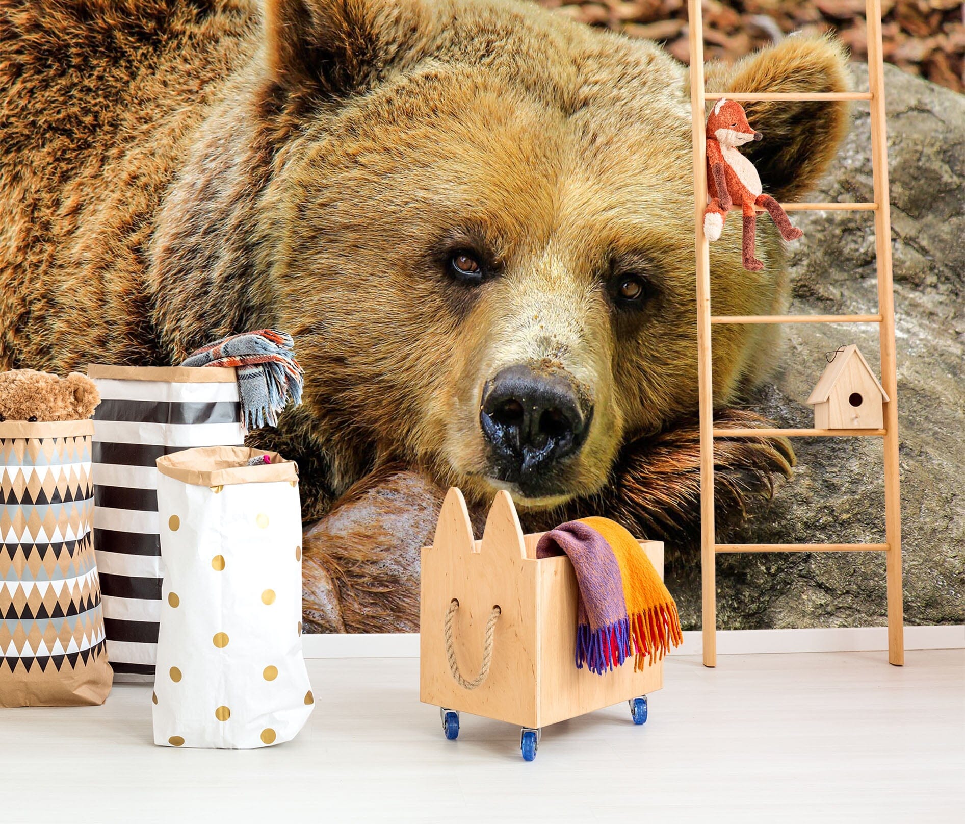 3D Brown Bear 139 Wall Murals Wallpaper AJ Wallpaper 2