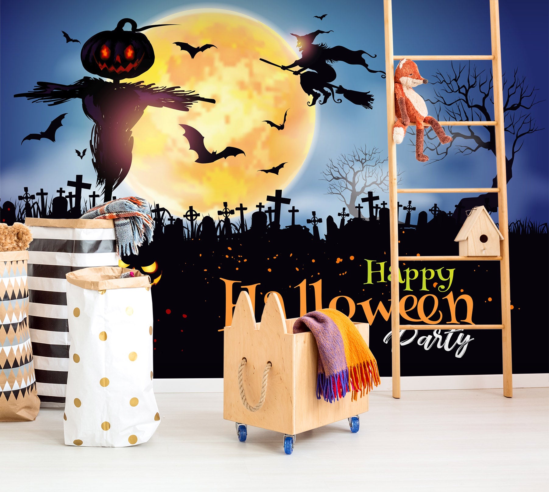 3D Scarecrow Moon 1005 Halloween Wall Murals Wallpaper AJ Wallpaper 2