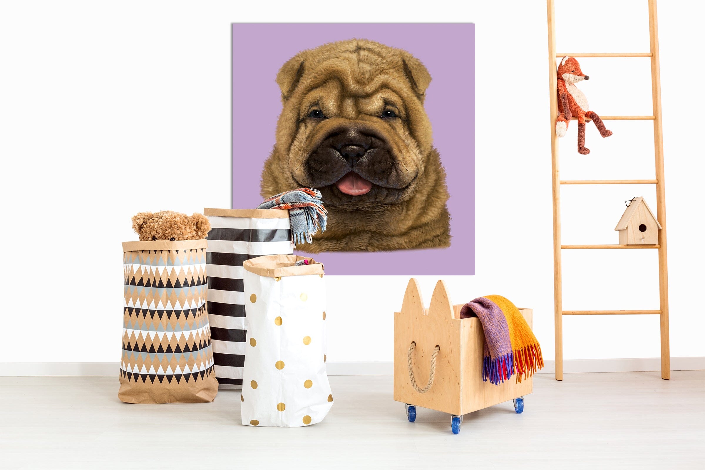 3D Shar Pei Puppy Portrait 069 Vincent Hie Wall Sticker Wallpaper AJ Wallpaper 2