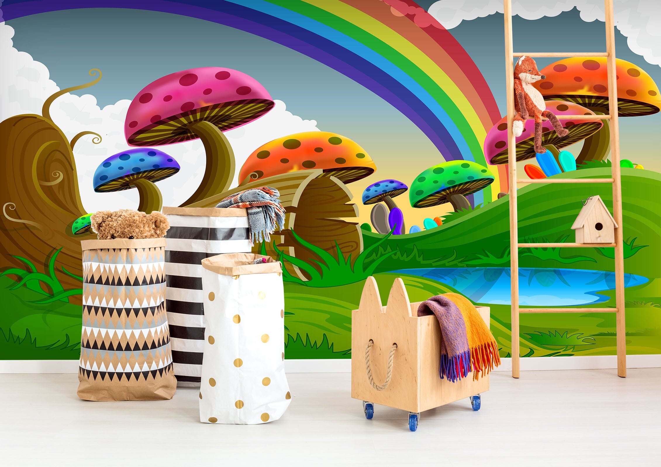 3D Colorful Mushroom Rainbow 045 Wall Murals Wallpaper AJ Wallpaper 2